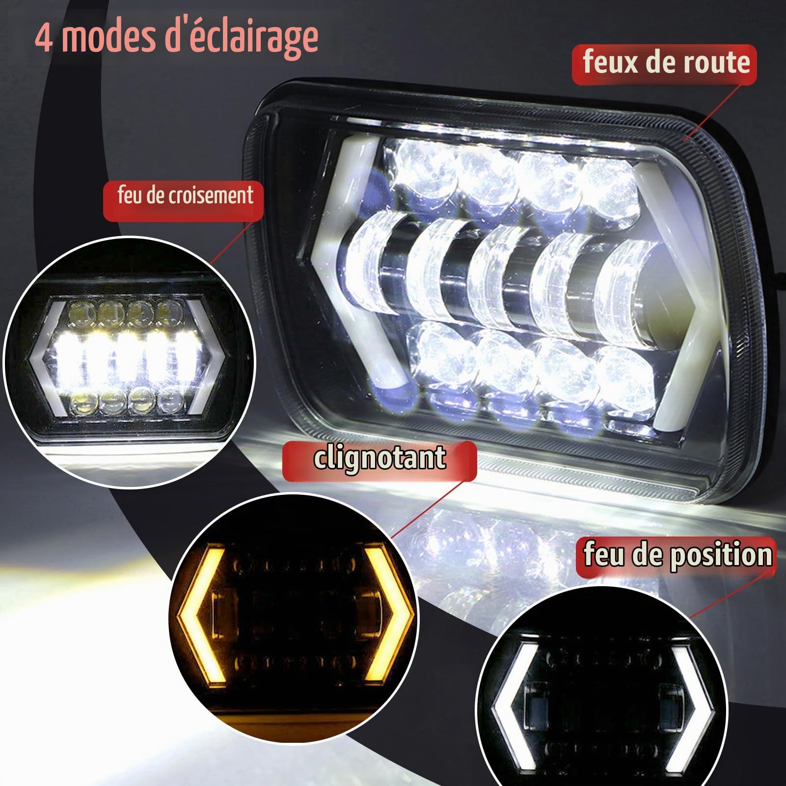 OUKENS Électronique automobile phare LED voiture 5x7 pouces lot 2 IP67