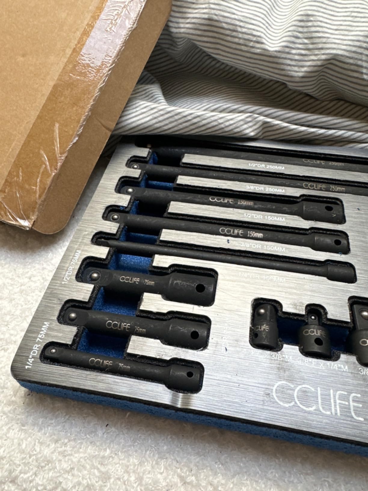 CCLIFE Socket and Bit Sets rallonge douille 18 pièces 1/4-1/2"