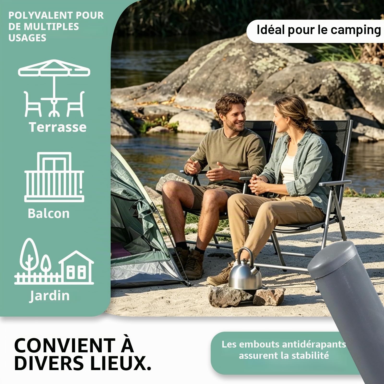 CCLIFE DIY Tools chaise jardin pliante Teslin 150 kg