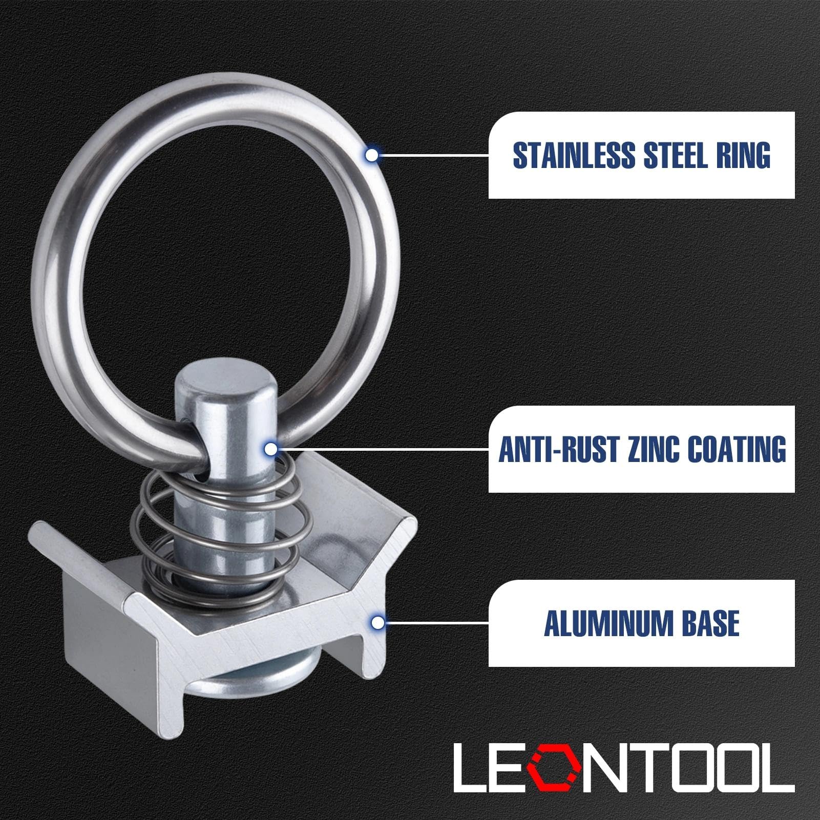 LEONTOOL Vis et Écrous Raccord Rail L Anneau Inox 360° Lot 12