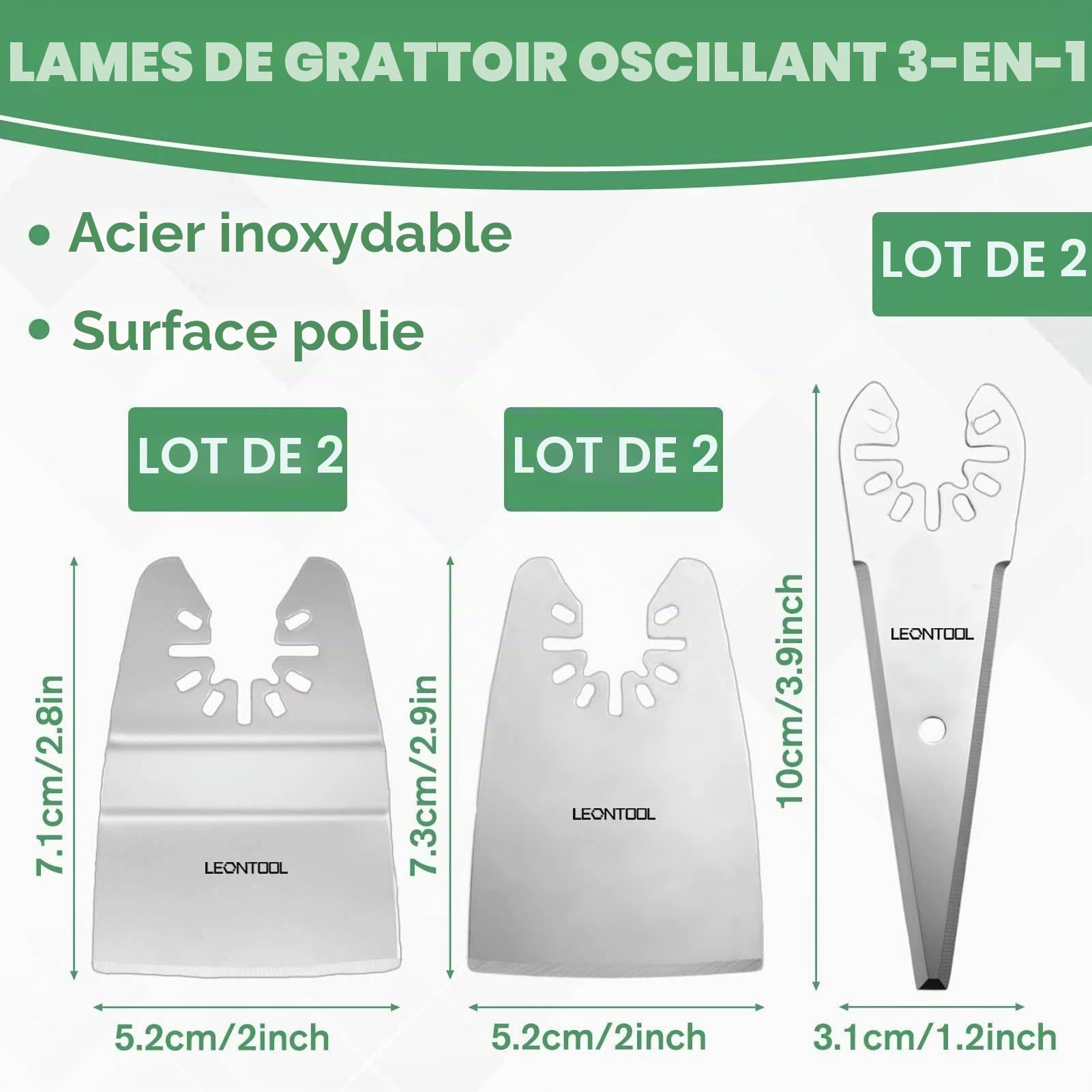 LEONTOOL Lot 6 lames grattoir oscillantes multifonction