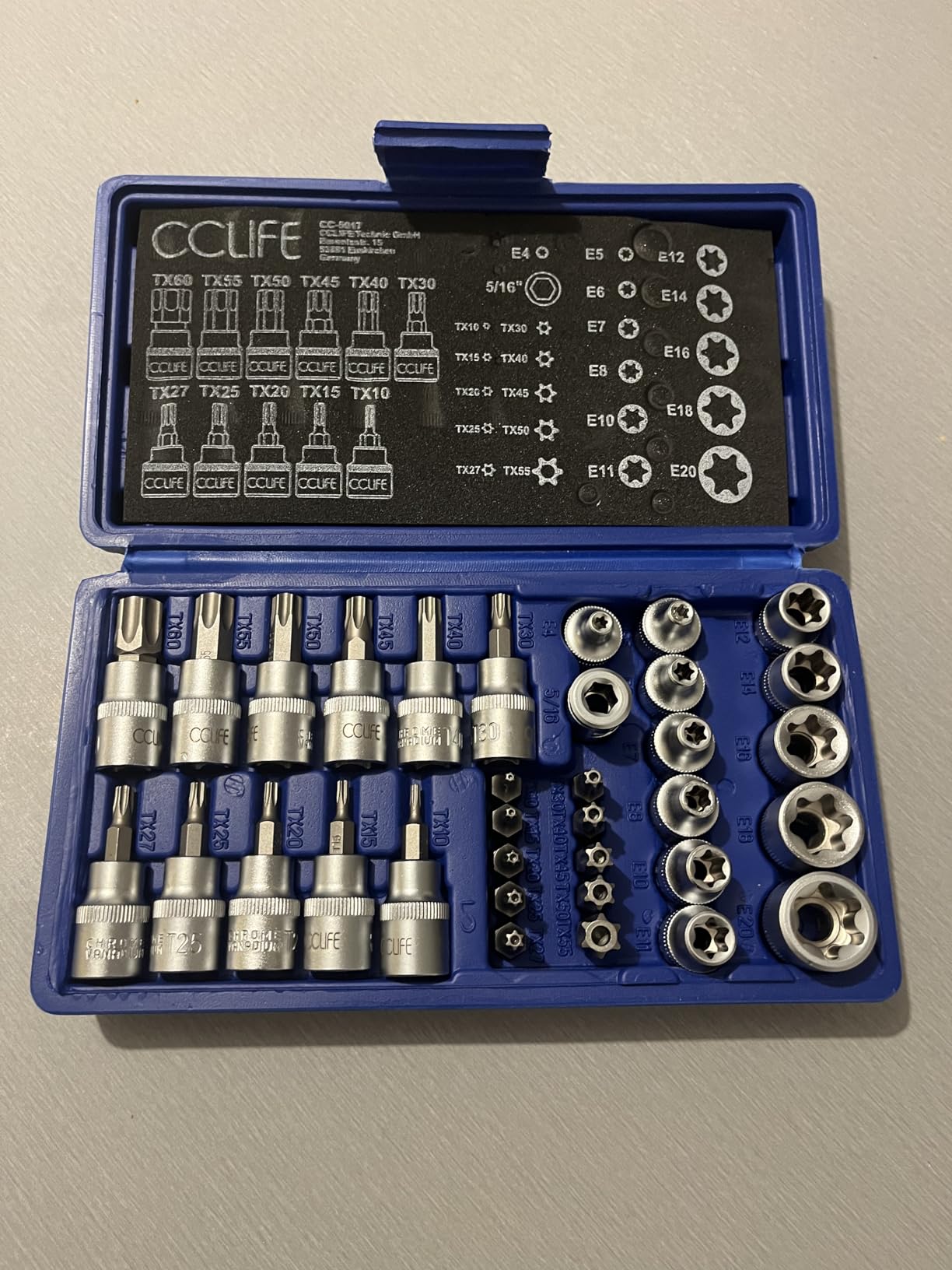 CCLIFE Socket and Bit Sets coffret torx E4-E20 T10-T60 34 pcs