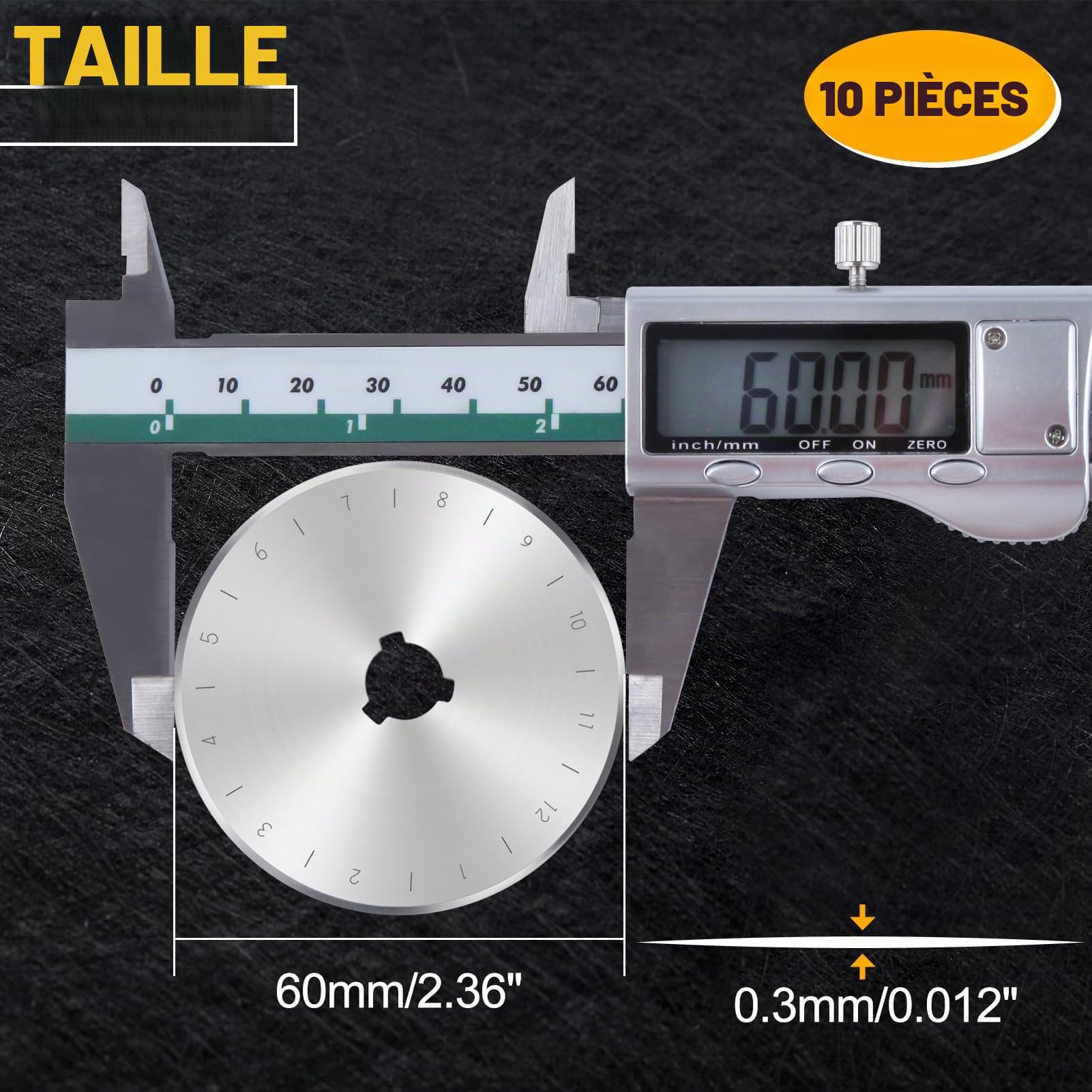 LEONTOOL Lames Rotatives 60 mm Lot de 10 Acier SK5
