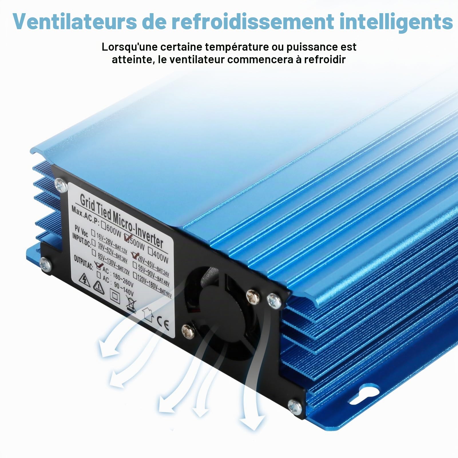 Jadeshay Solaire Photovoltaïque Onduleur Solaire 500W 12V MPPT
