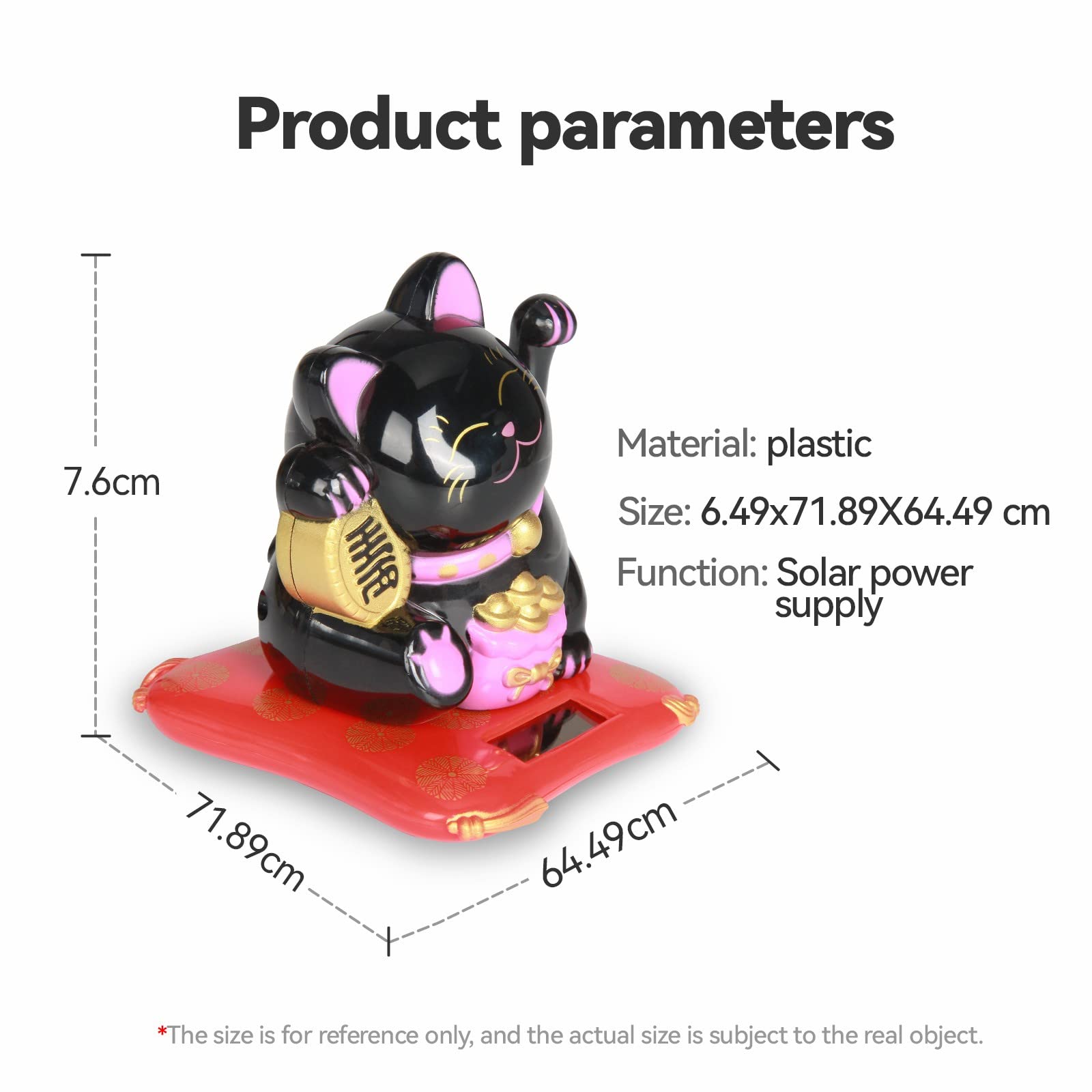 Jadeshay maneki neko solaire noir chat porte-bonheur