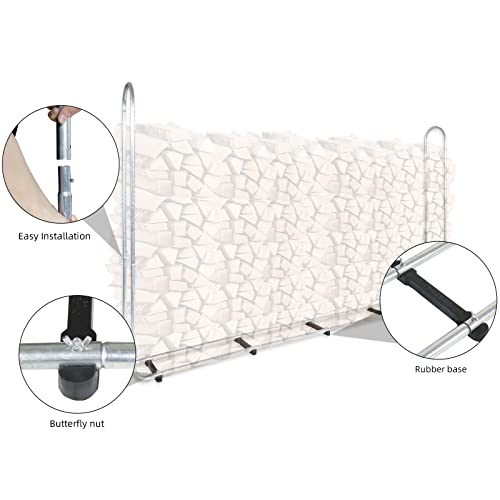CCLIFE Range-bûches métal avec bâche bois 25-40 cm