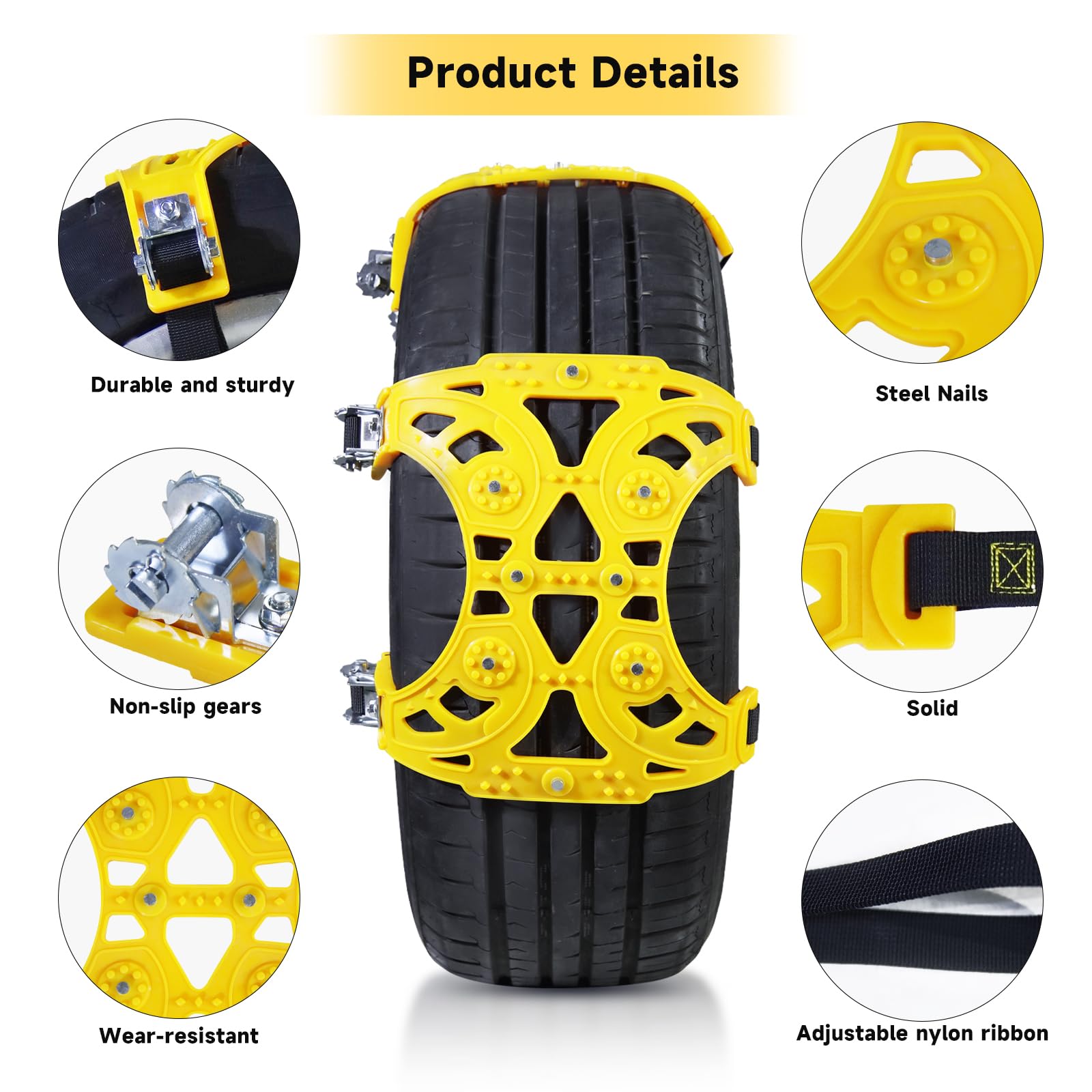 CCLIFE Tire Tools 6 Chaînes Neige TPU 175-275mm