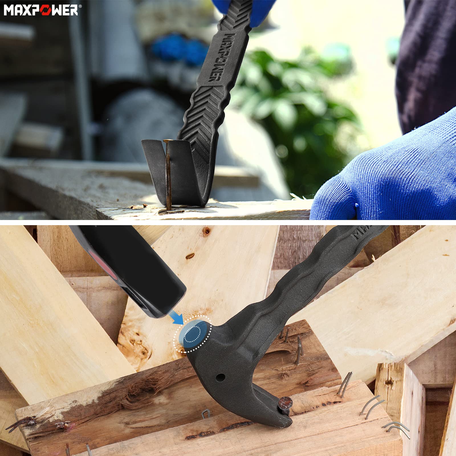 MaxPower Outils de frappe Pied de Biche Lot 2 Noir 300+380mm