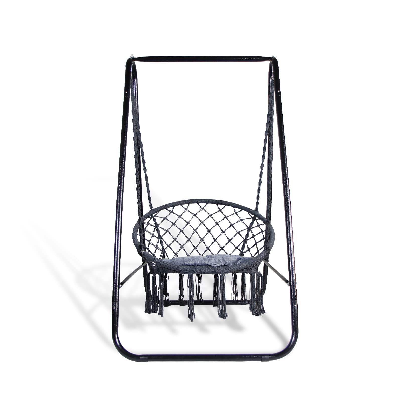 CCLIFE Fauteuil suspendu macramé gris foncé 100 kg support
