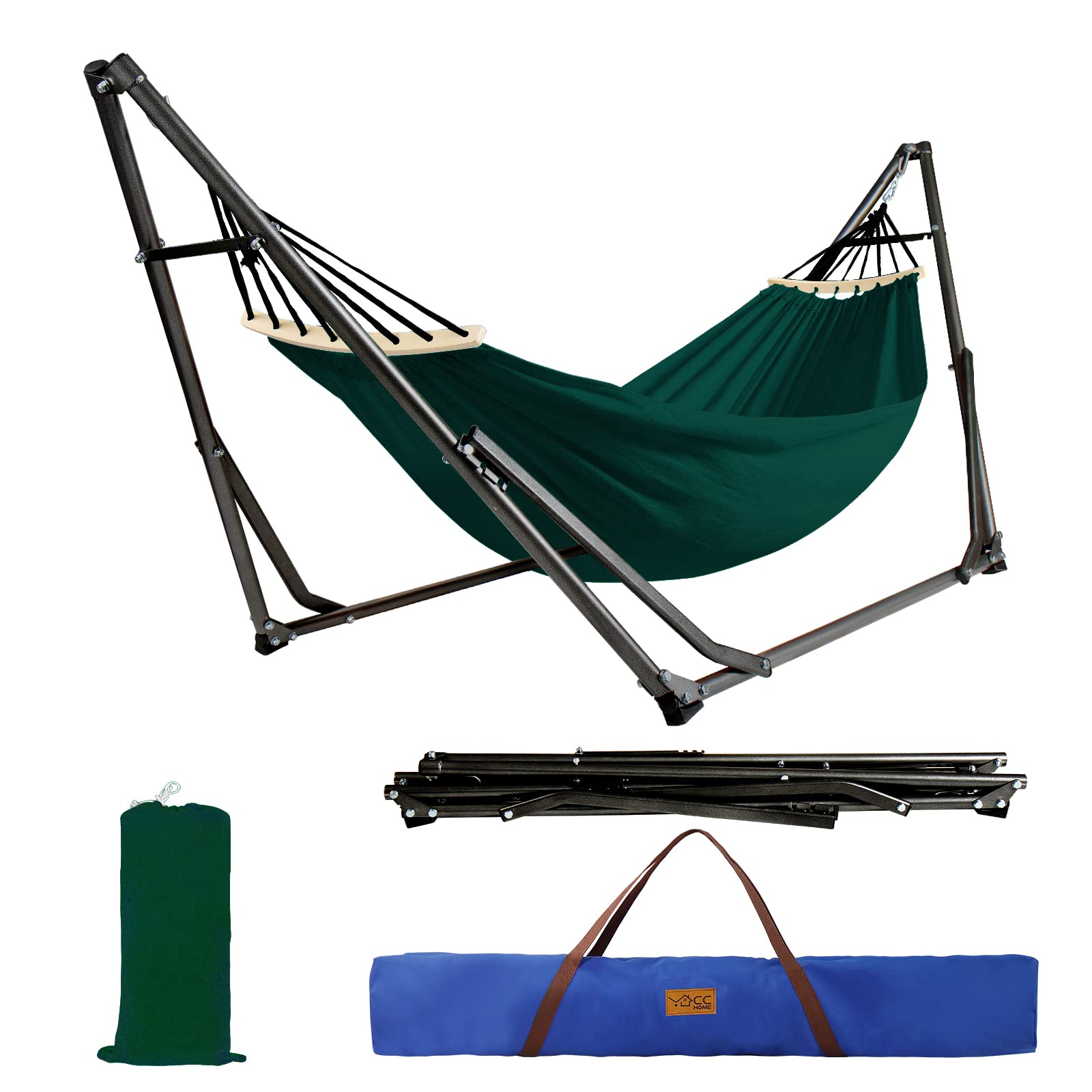 CCLIFE DIY Tools hamac sur pied pliable bleu-vert