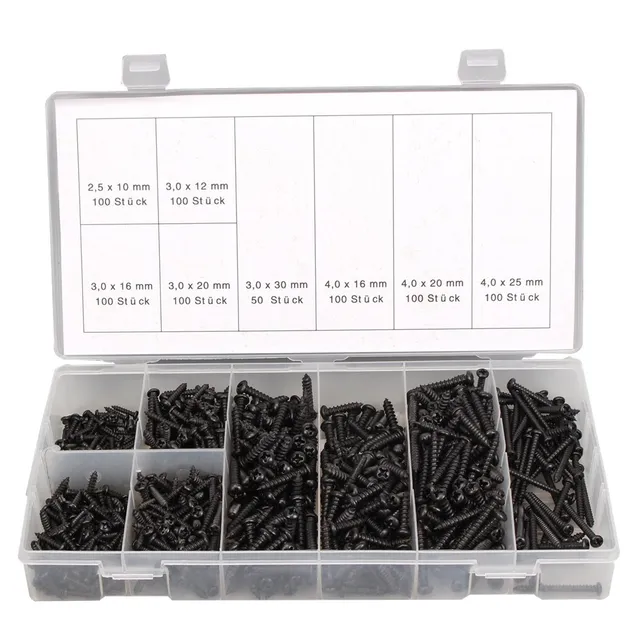 CCLIFE DIY Tools Coffret vis à tôle autoperceuses 750 pièces noires