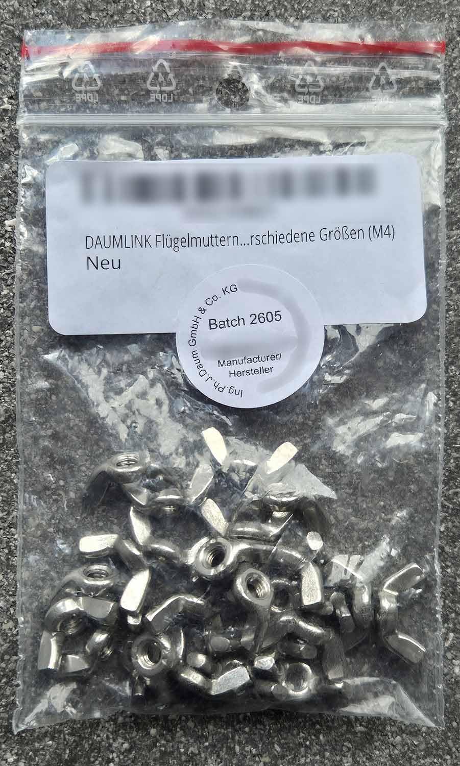 DAUMLINK Écrous Écrou papillon M5 inox 25 pièces sans outil