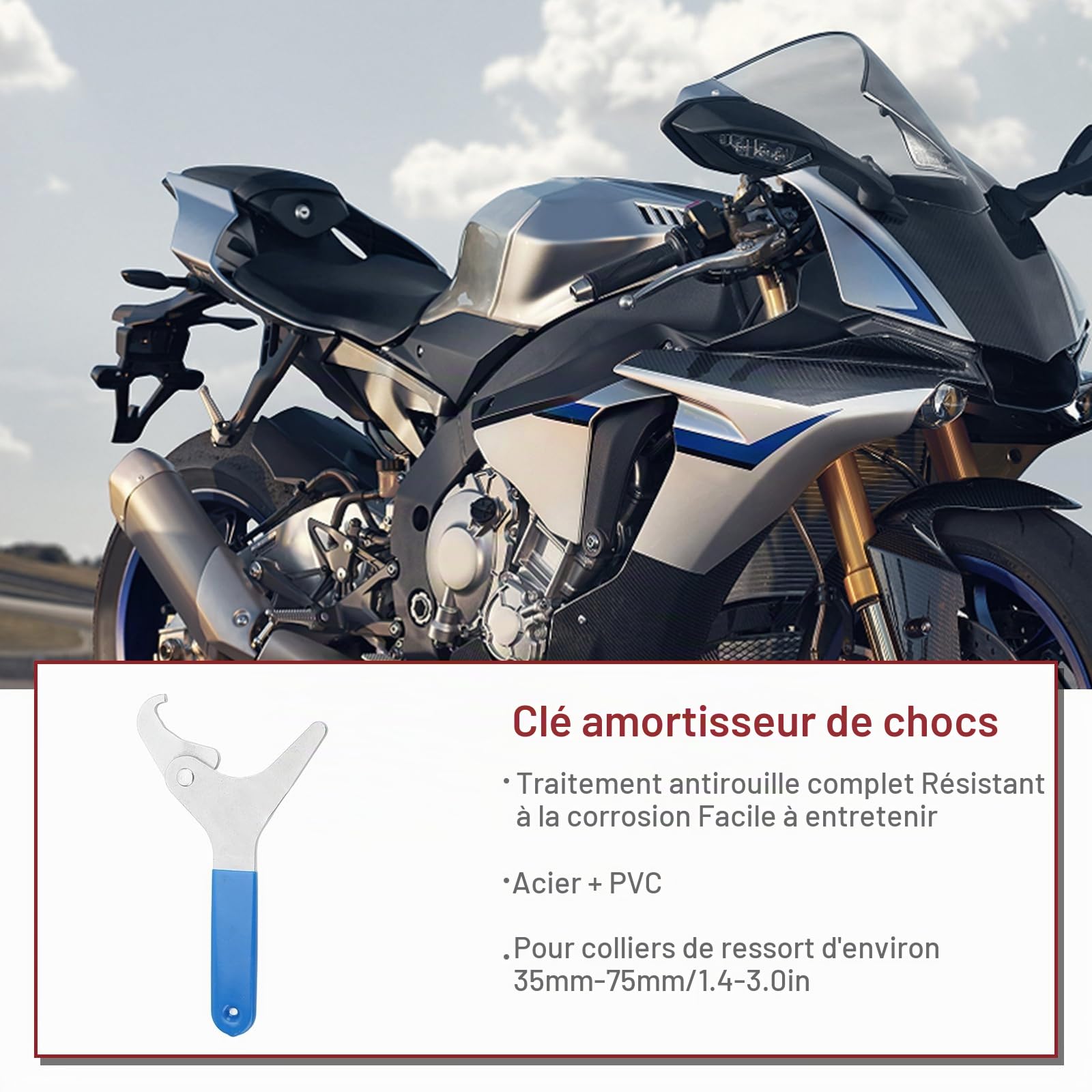 OUKENS clé à choc réglable amortisseur moto 35-75mm