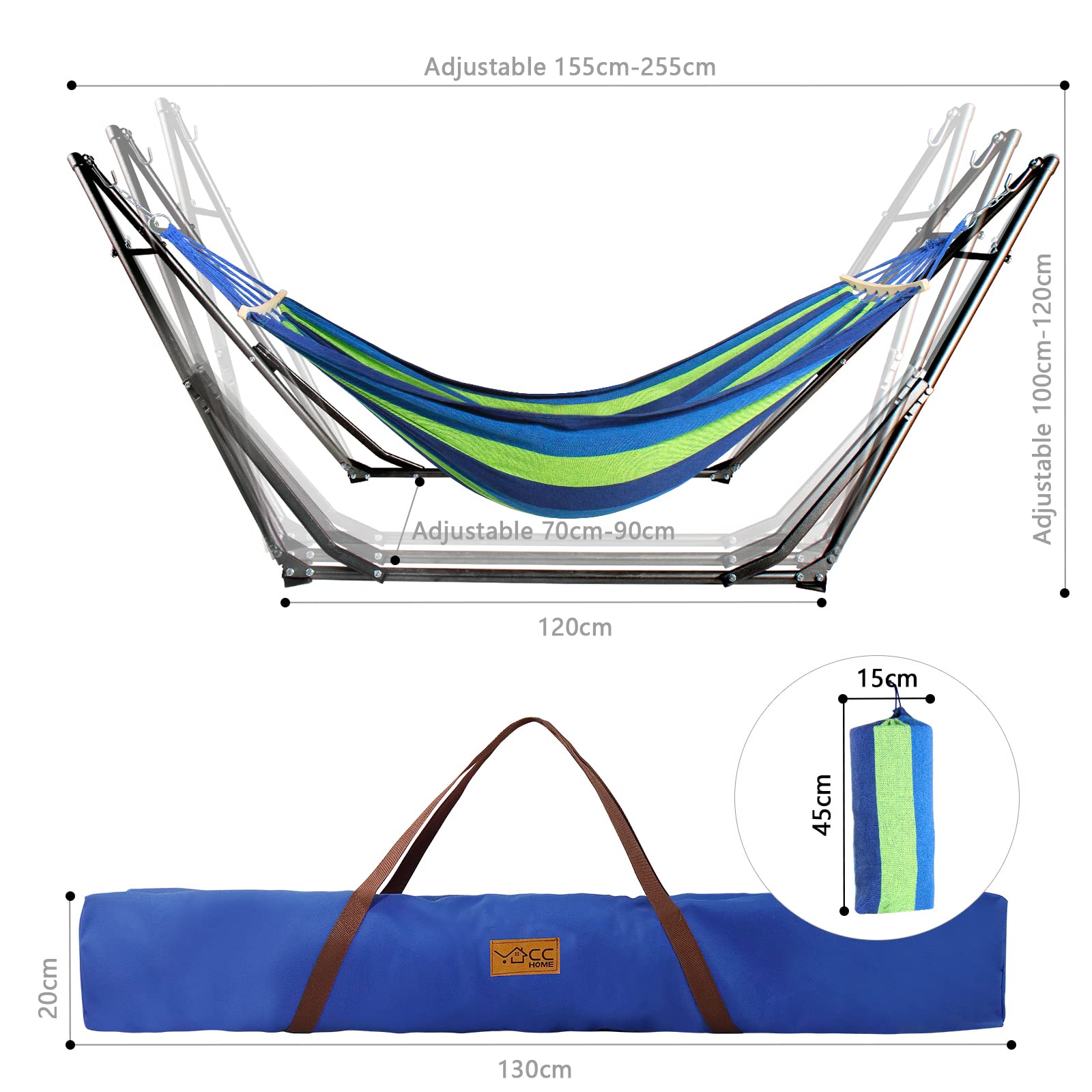 CCLIFE DIY Tools hamac sur pied pliable bleu-vert