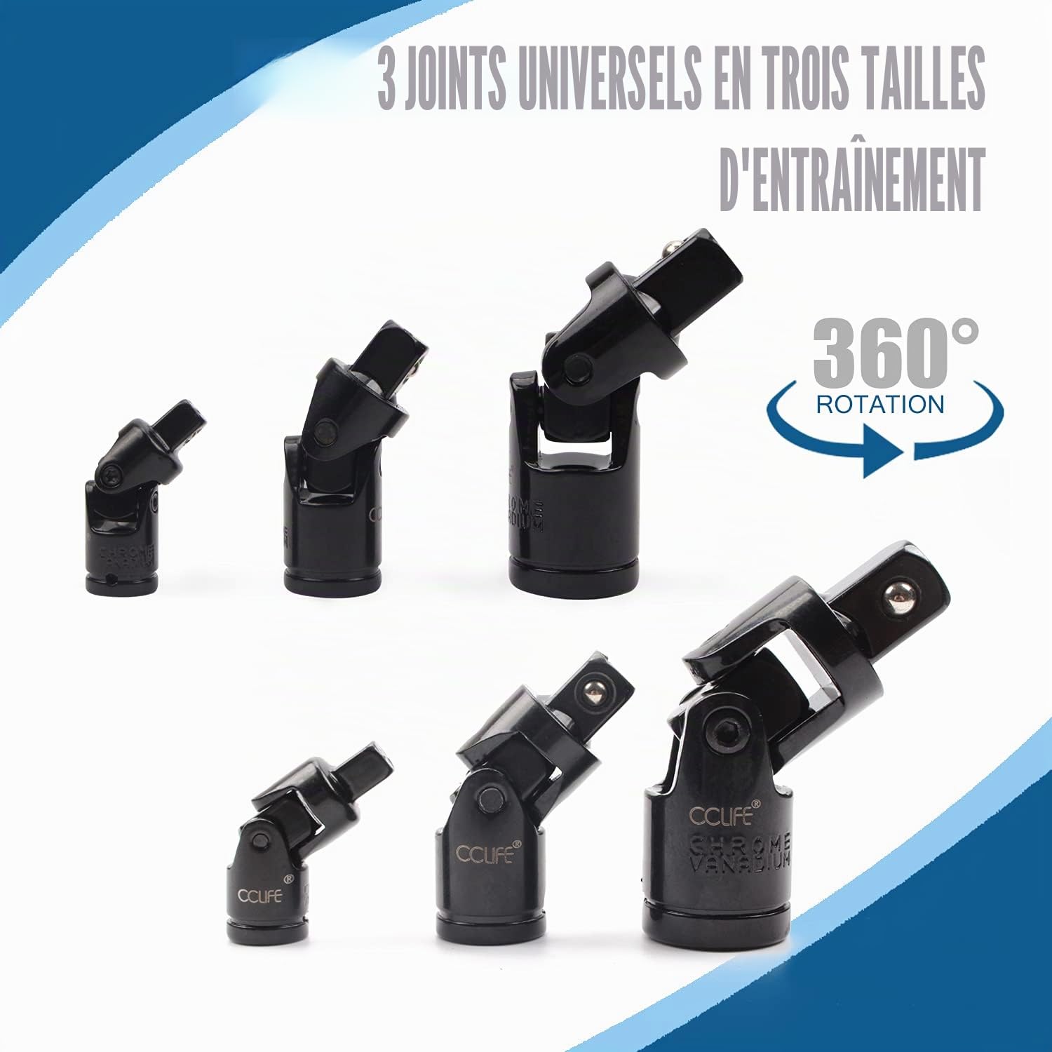 CCLIFE Socket and Bit Sets rallonge douille 18 pièces 1/4-1/2"