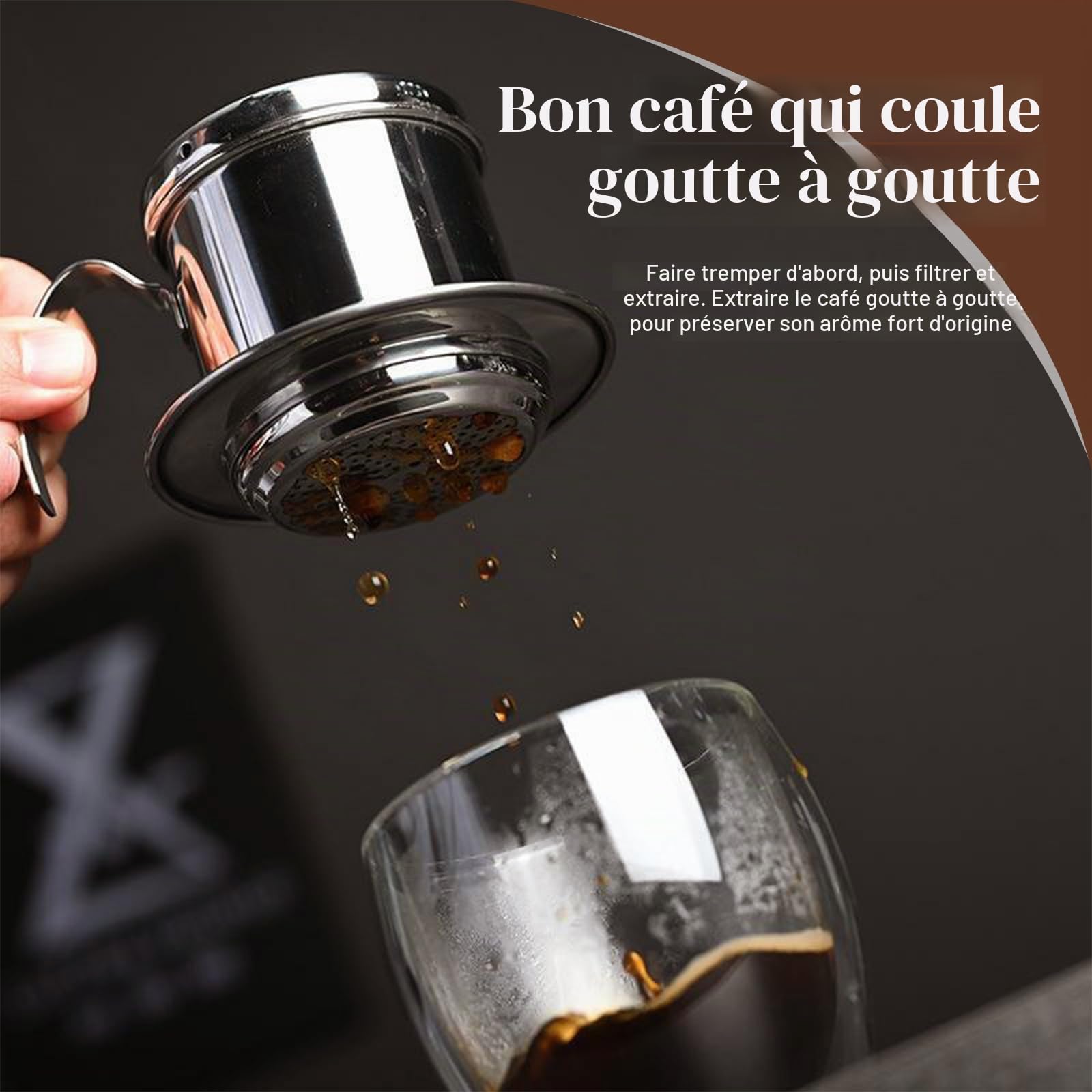 OUKENS Filtre Café Vietnamien Inox 100 ml 1 Tasse Réutilisable