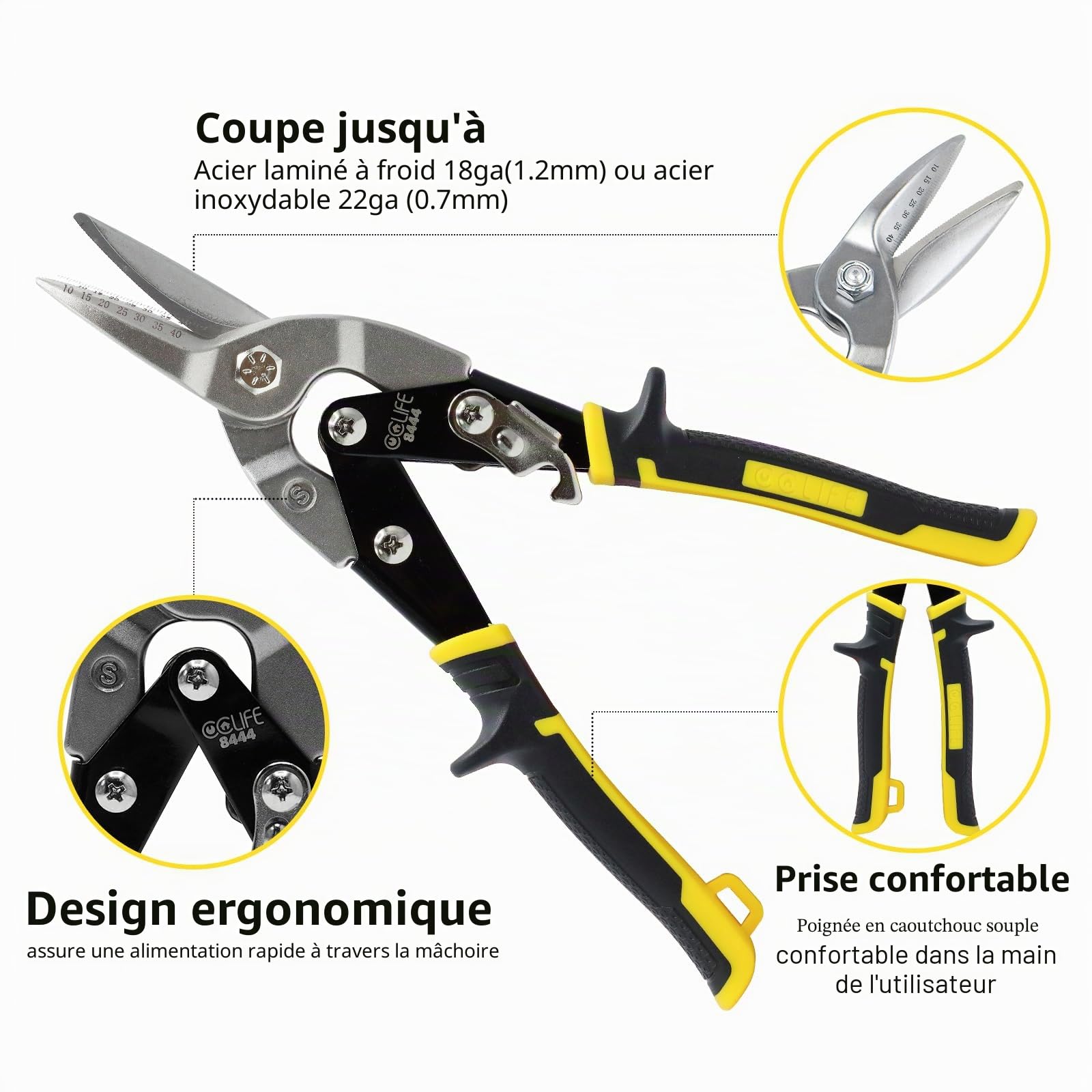 CCLIFE cisaille tôle 3 pièces 250mm Cr-Mo