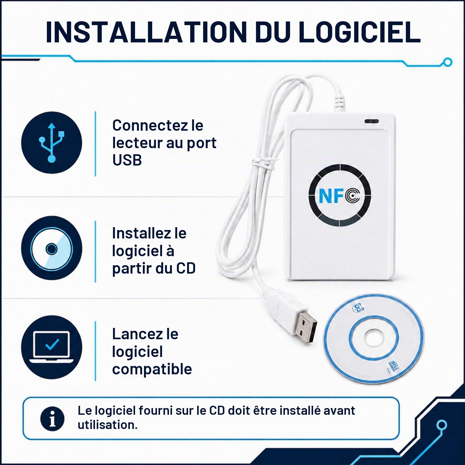 Jadeshay Installation Électrique lecteur NFC RFID ACR122U USB