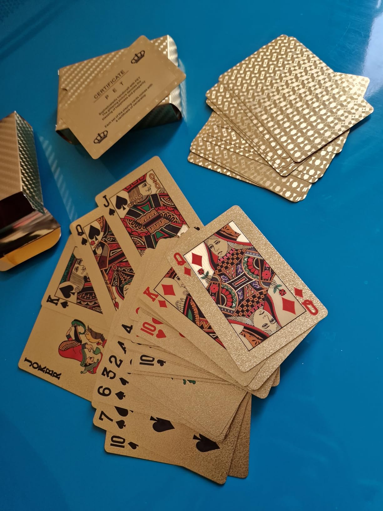 CCLife Carte Poker jeu cartes plastique noir-or 2x54 étanche