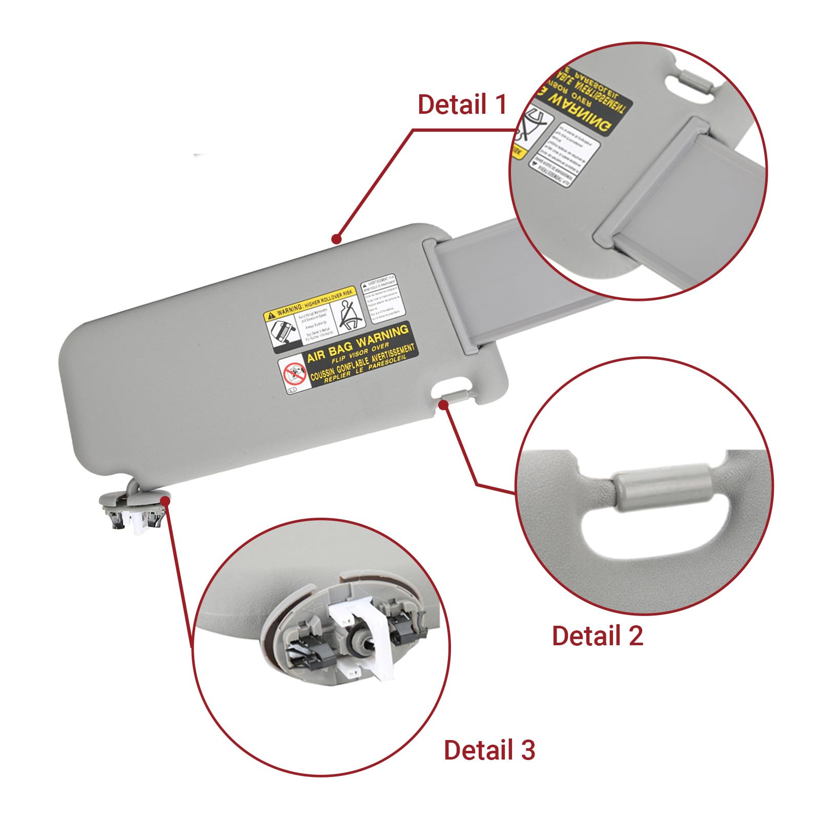 OUKENS Pare-soleil passager RAV4 2006-2009 gris avec miroir