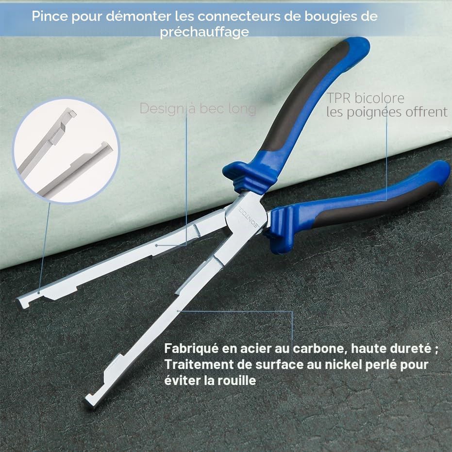 LEONTOOL Pince bougies préchauffage droite 22,9 cm