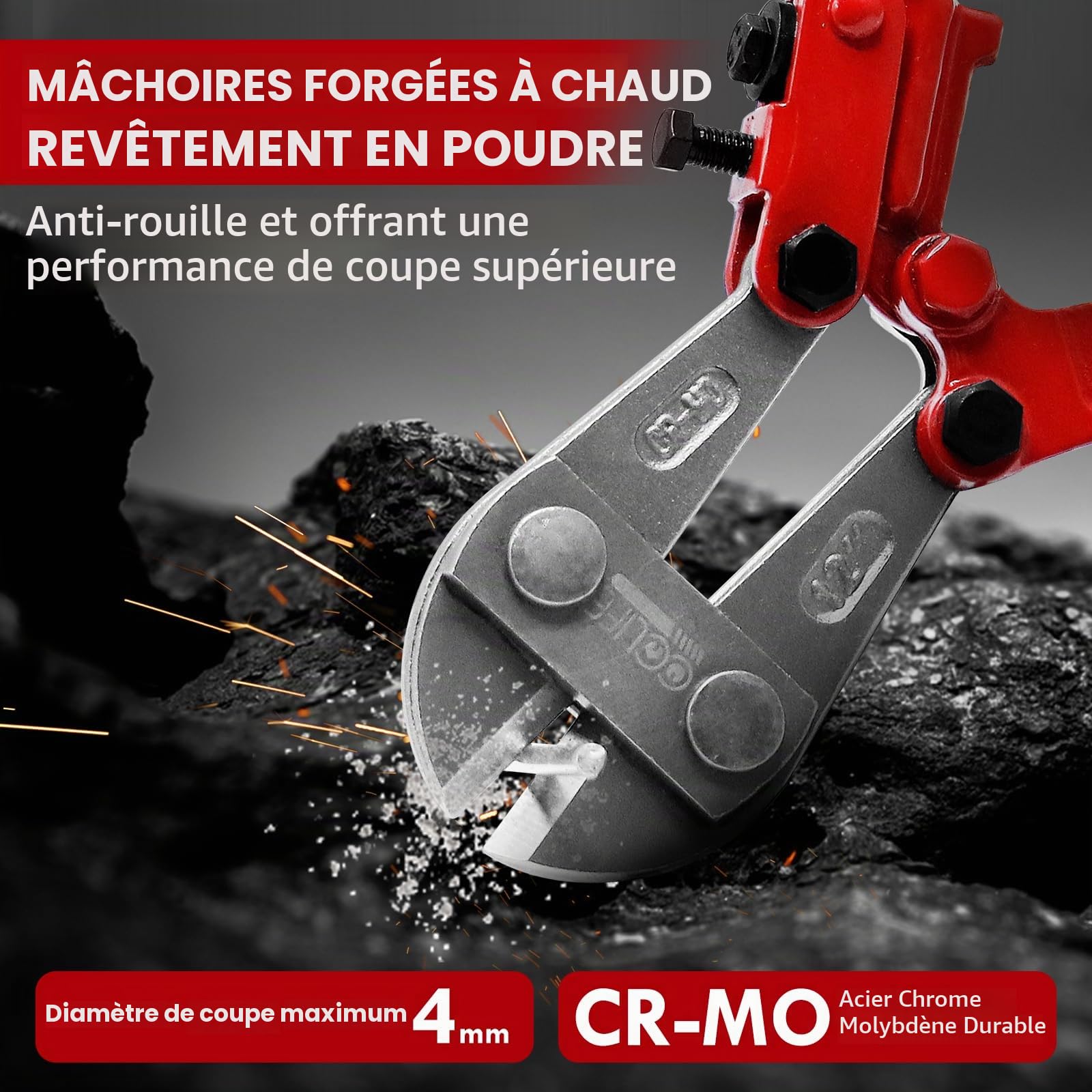 CCLife DIY Tools coupe-boulons 300 mm coupe 4 mm Cr-Mo