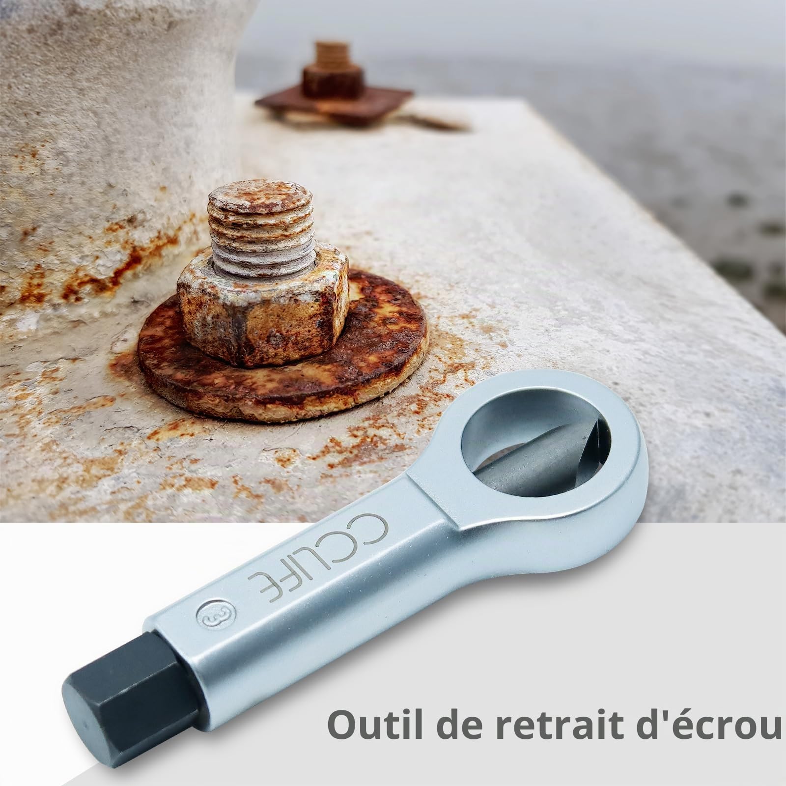 CCLIFE Jeu 4 Casse-Écrous 9-27mm Rouillés Acier