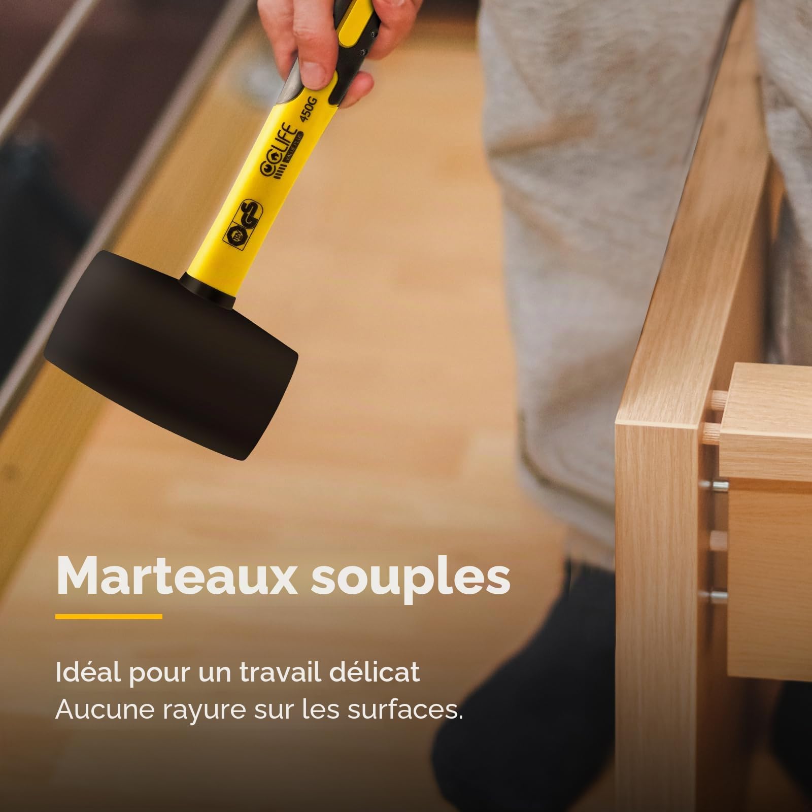 CCLIFE DIY Tools maillet caoutchouc 450g noir carrelage
