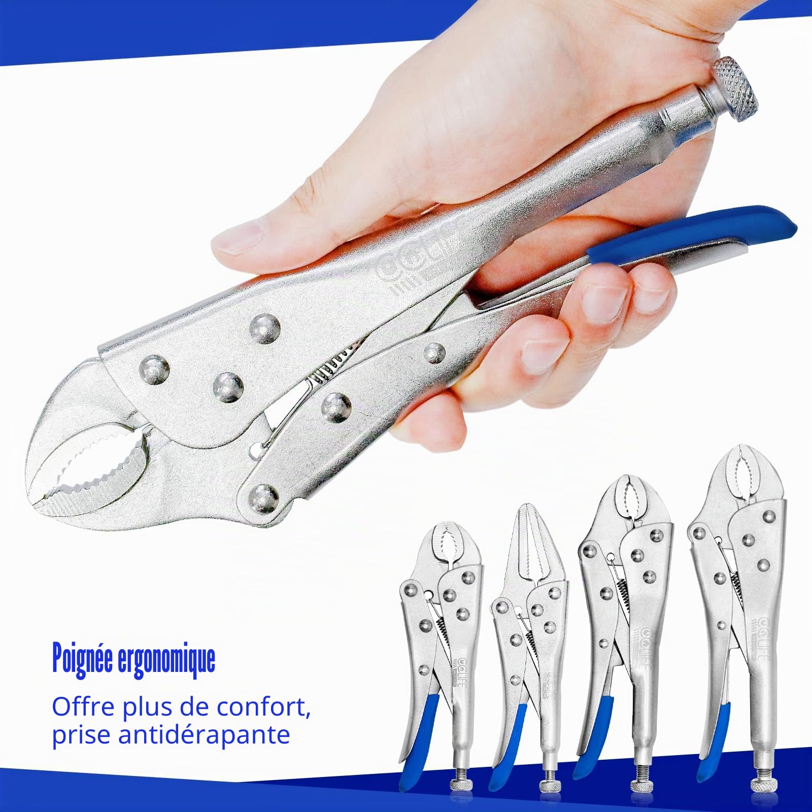CCLife DIY Tools jeu 4 pinces-étau 125-250 mm bec long