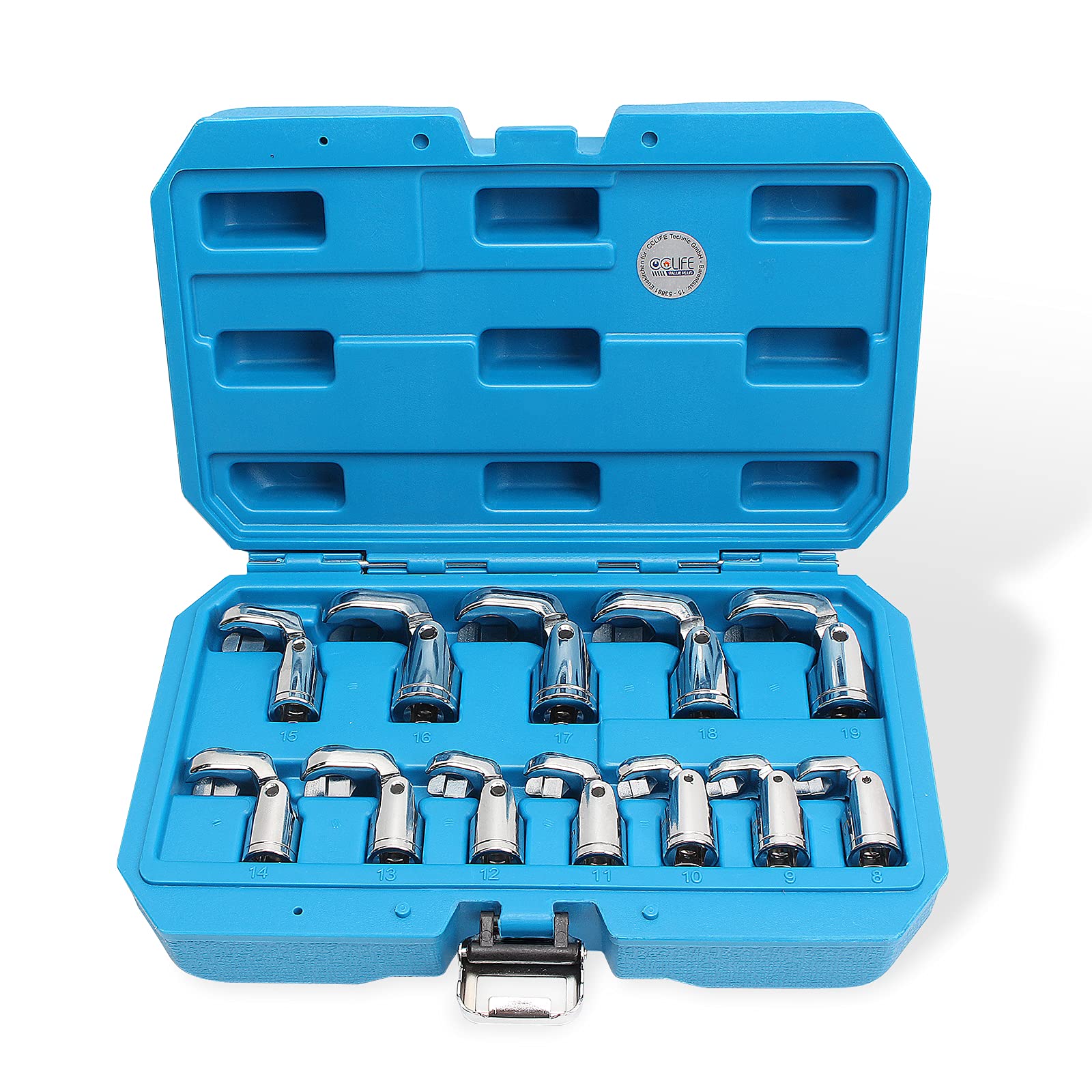 CCLIFE Wrenches Jeu 10 clés crowfoot 10-22mm 3/8 CR-V