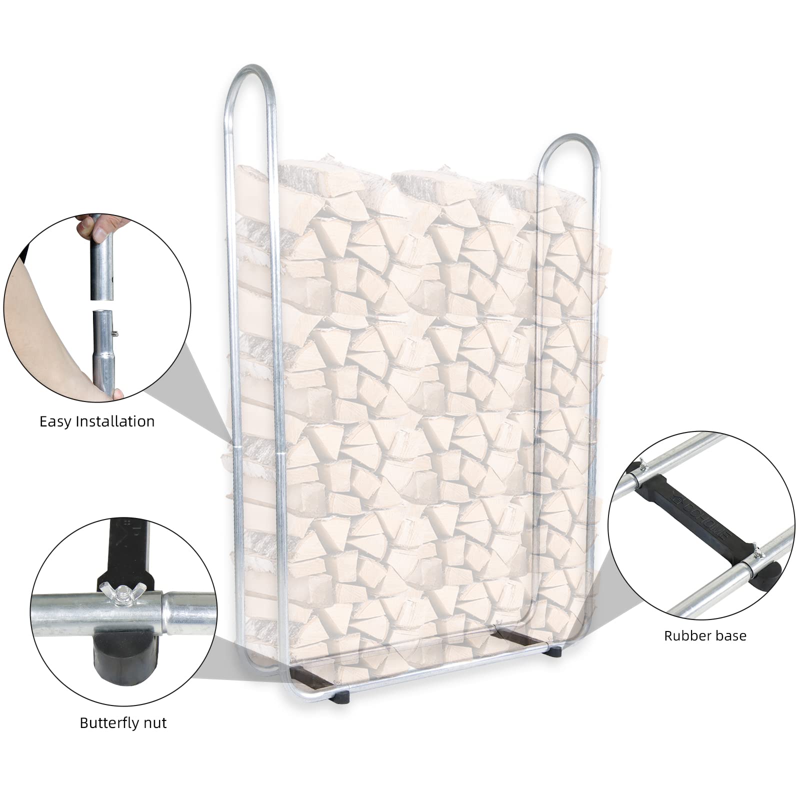 CCLIFE Range-bûches extérieur métal bois 25-40 cm