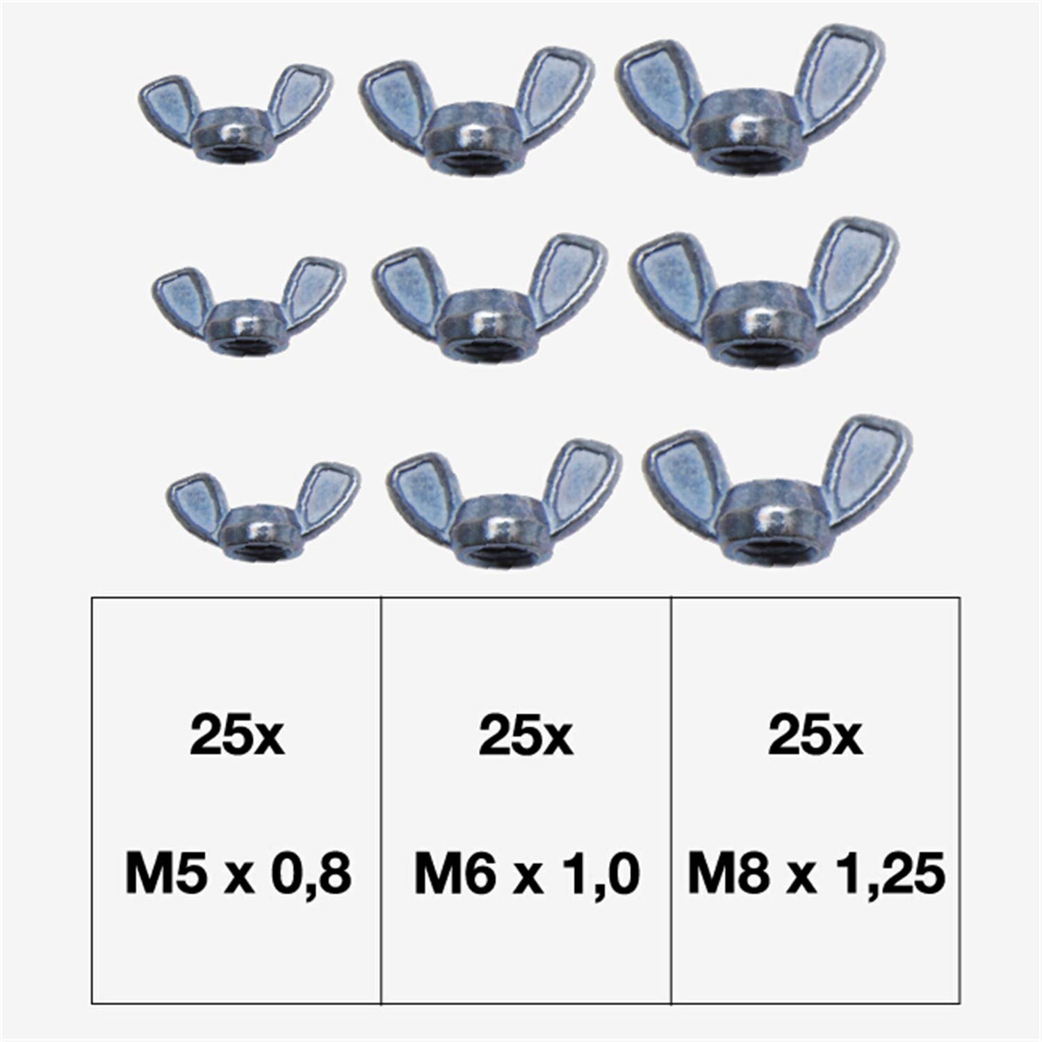 CCLIFE DIY Tools écrou papillon M5 M6 M8 lot 75