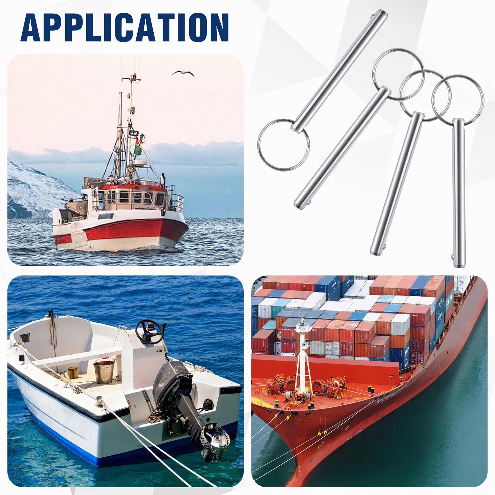 LEONTOOL Goupilles rapides 1/4" 70 mm lot de 4 bateau