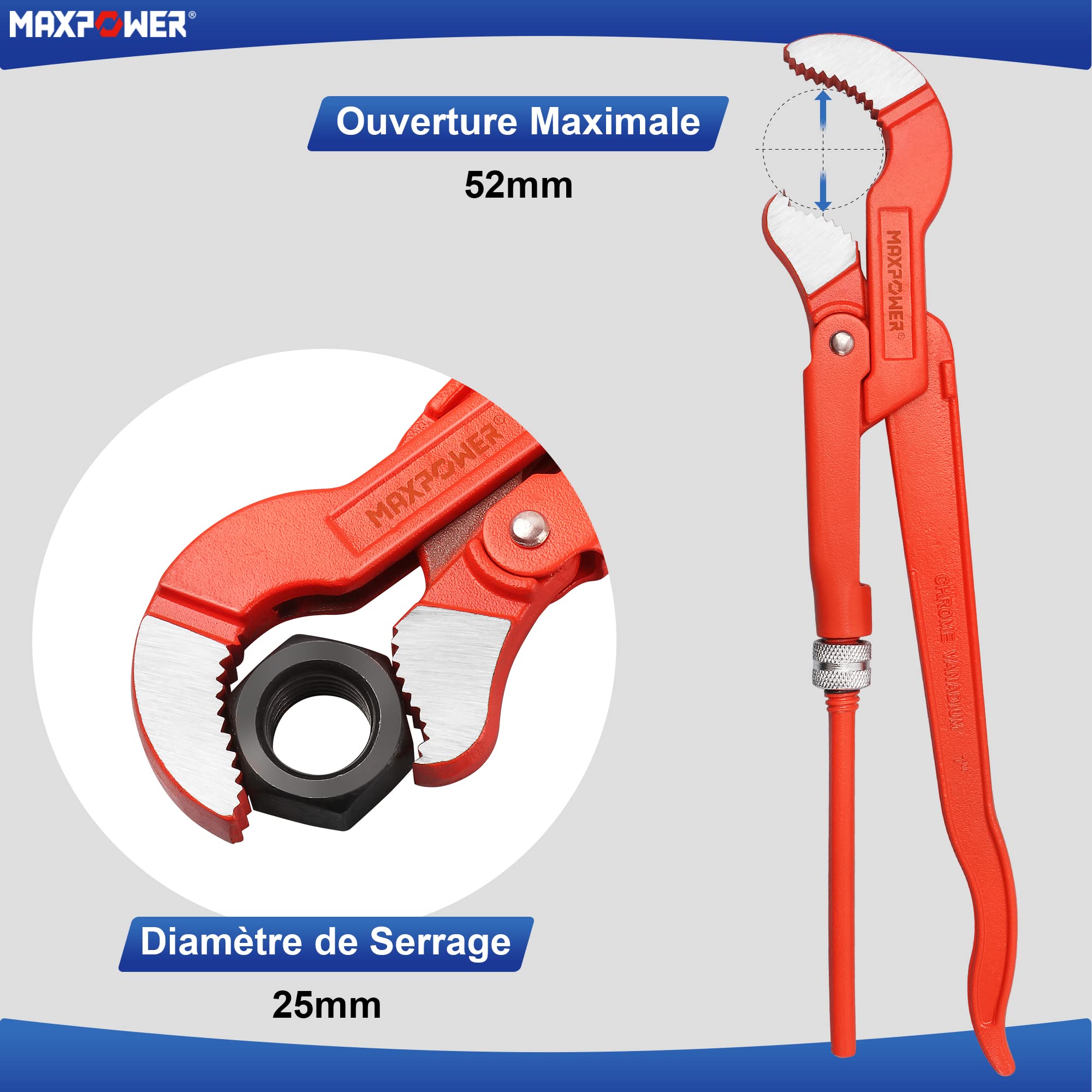 MaxPower Outils de plomberie clé griffe S serre-tubes 330mm
