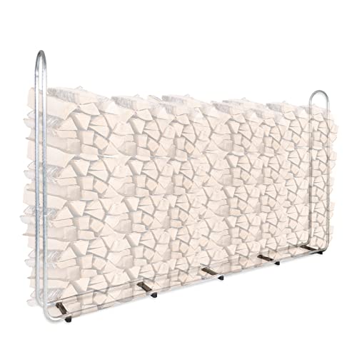 CCLIFE Range-bûches métal avec bâche bois 25-40 cm