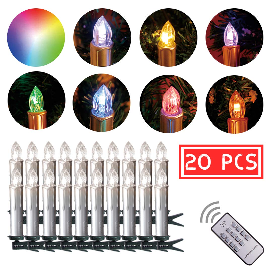 CCLIFE DIY Tools bougie LED sapin Noël argent 20 pcs RGB