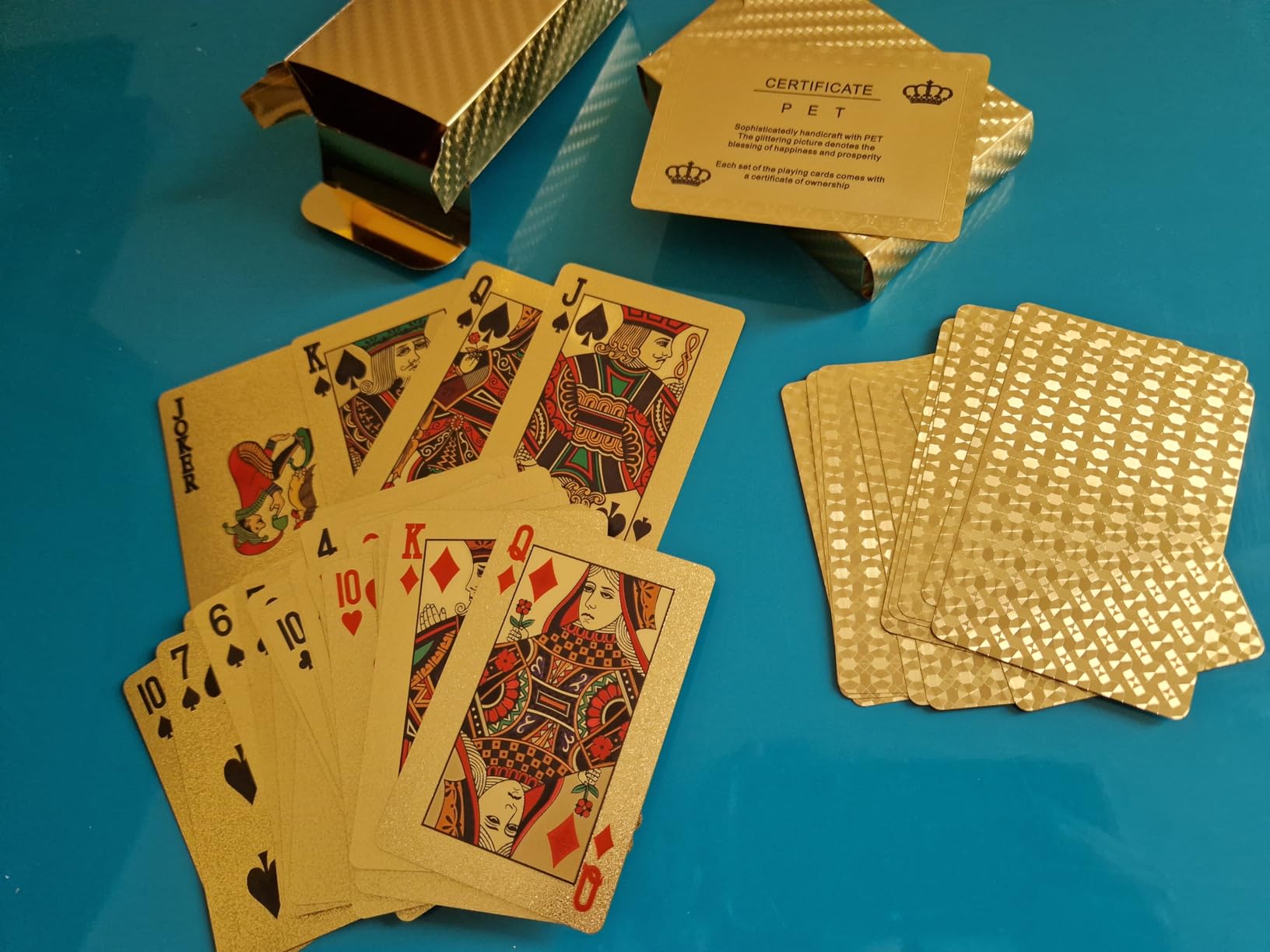CCLife Carte Poker jeu cartes plastique noir-or 2x54 étanche