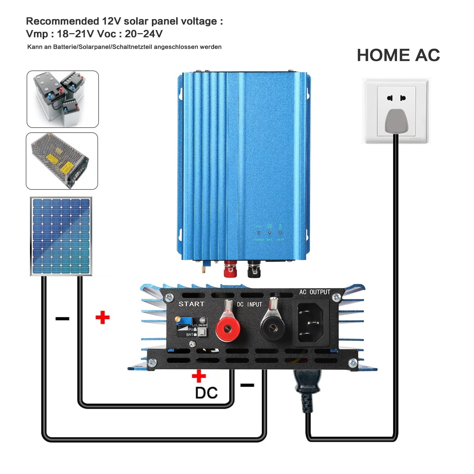 Jadeshay Solaire Photovoltaïque Onduleur Solaire 500W 12V MPPT