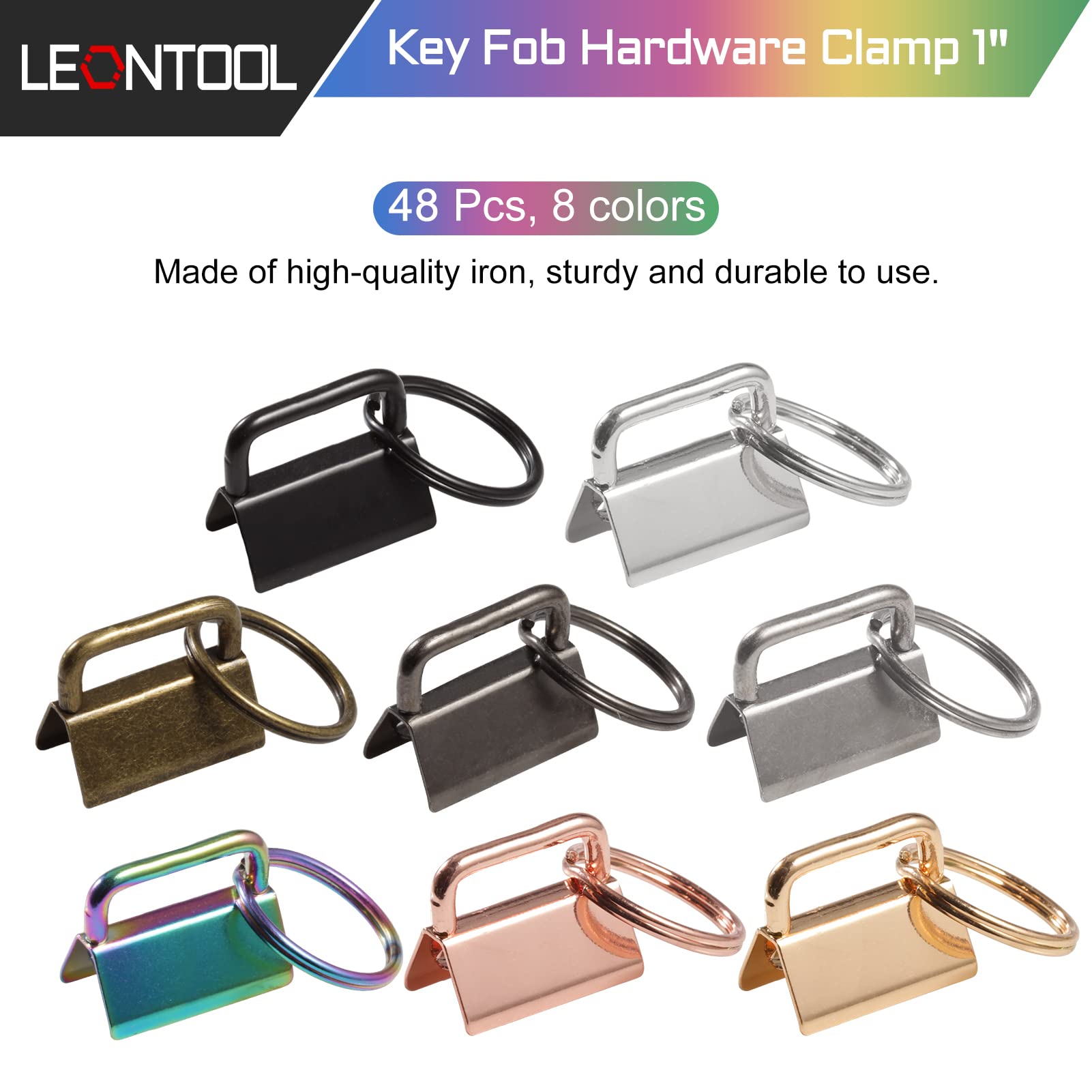 LEONTOOL Pinces porte-clés 2,5 cm 8 couleurs lot 48
