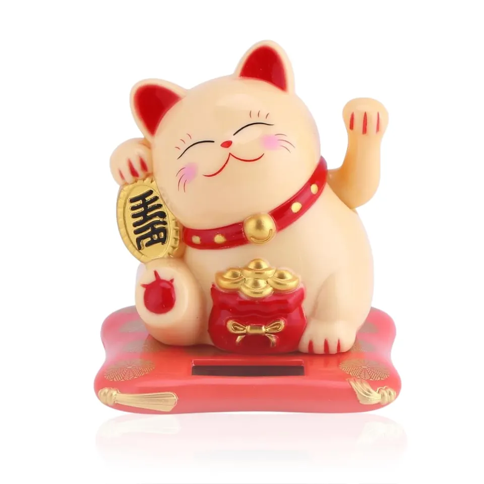 Jadeshay Articles Ménagers Maneki Neko Solaire Jaune