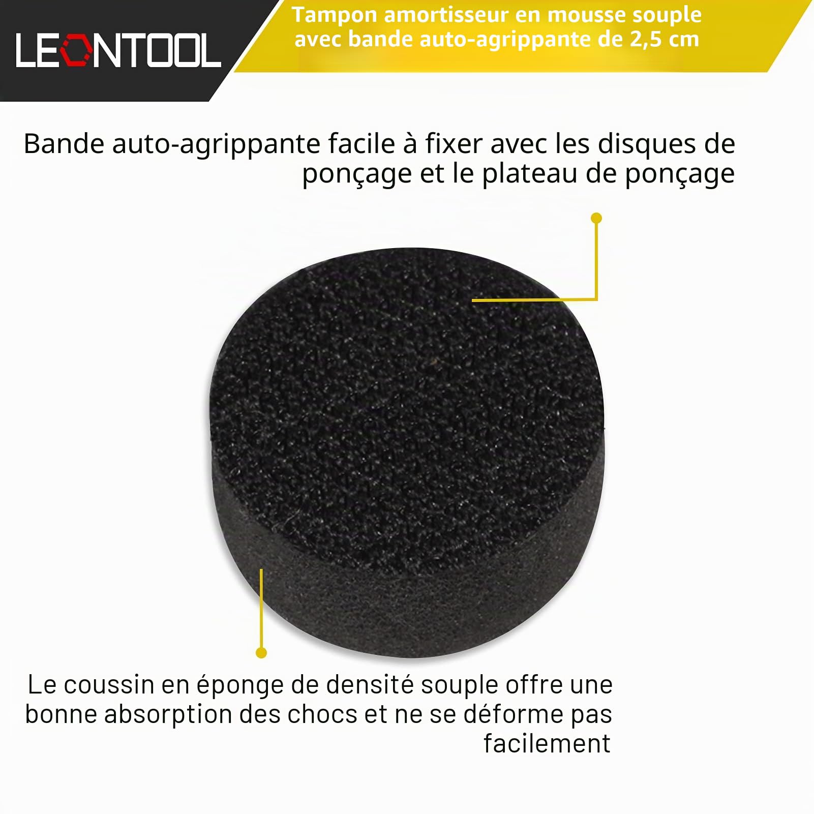 LEONTOOL Sanding Lot 5 Tampons Mousse 25mm 1 Pouce