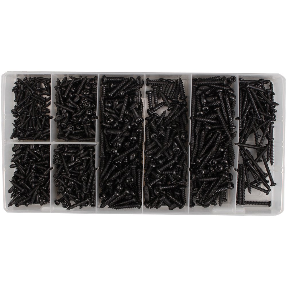 CCLIFE DIY Tools Coffret vis à tôle autoperceuses 750 pièces noires