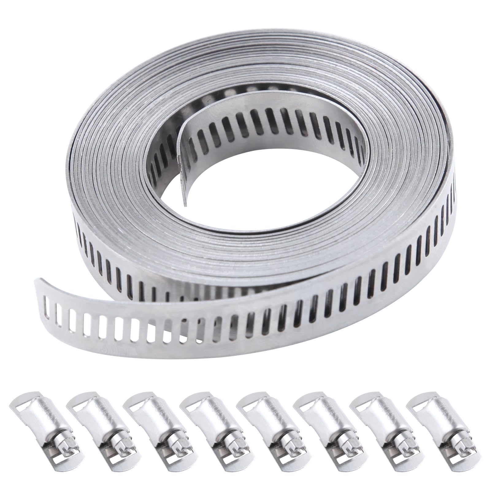 LEONTOOL Vis Écrous Colliers Serrage Inox 304 Sangle 3,7 m + 8