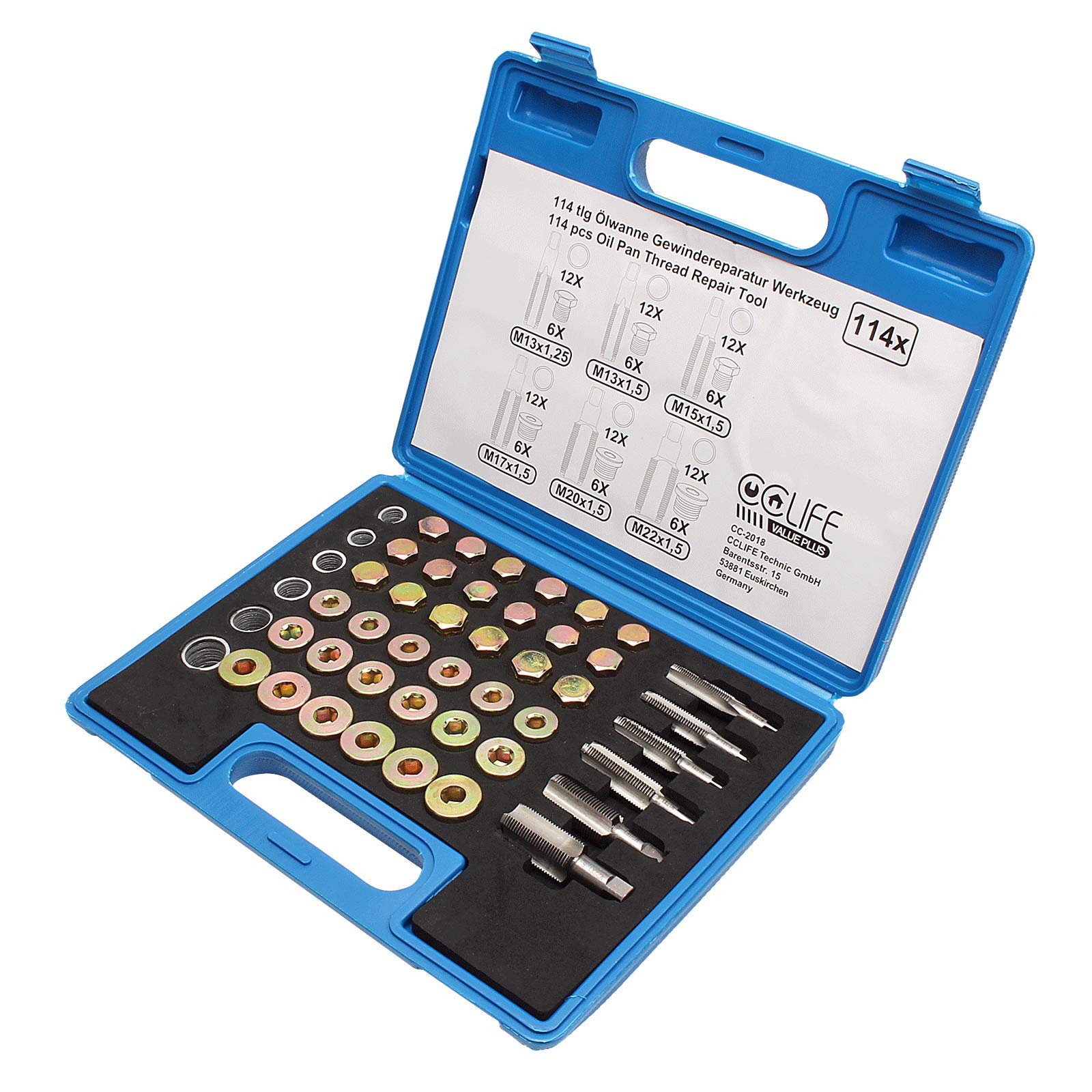 CCLIFE Filetage kit réparation carter huile 114 pcs
