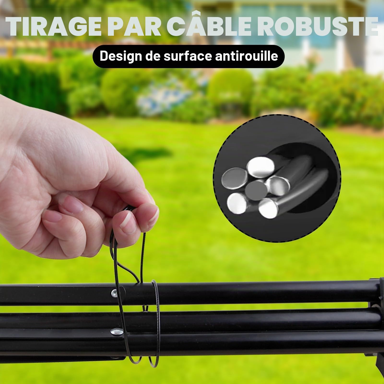 LEONTOOL Vis et Écrous loquet portail autobloquant noir avec câble