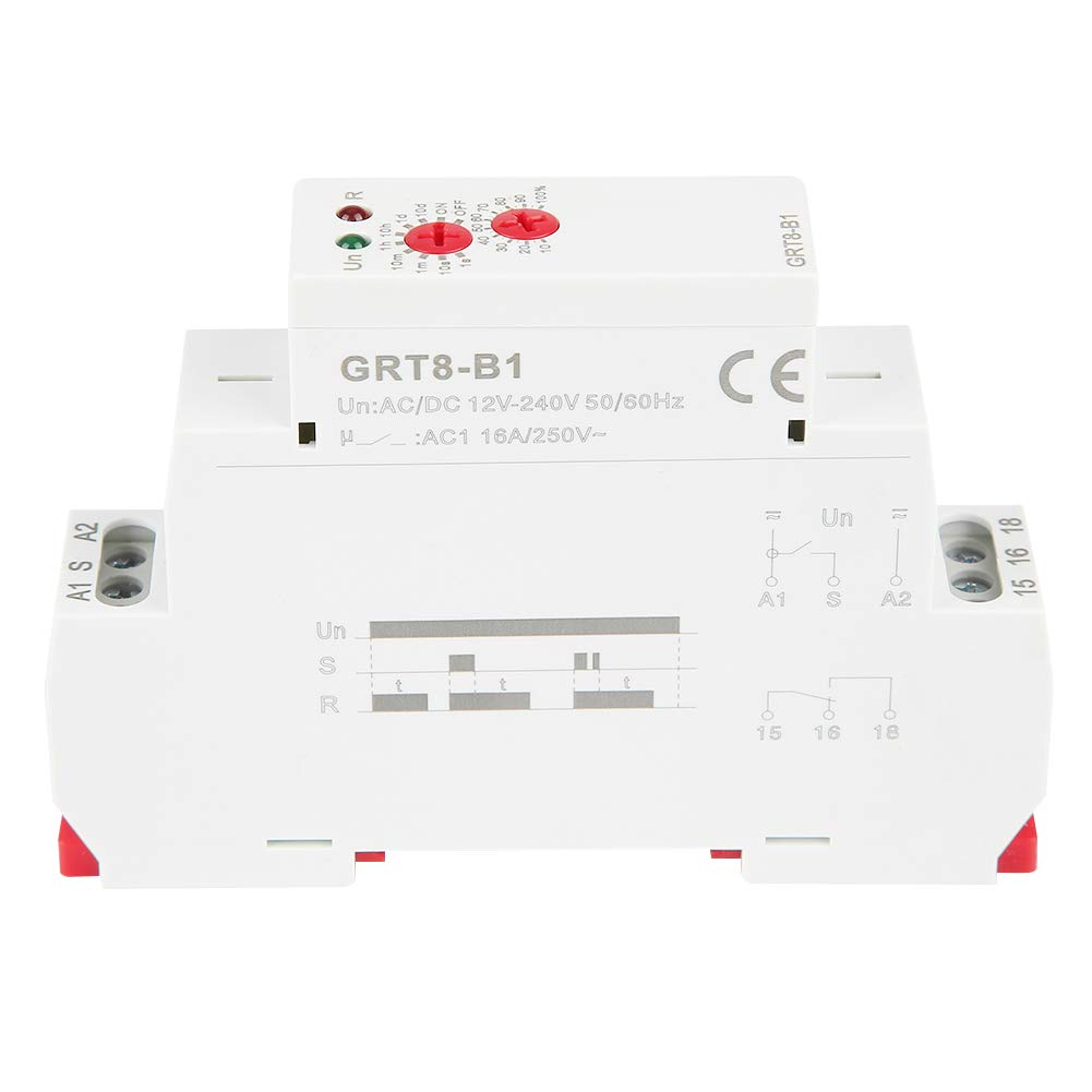 Jadeshay Relais temporisé GRT8-B1 12-240V rail DIN LED