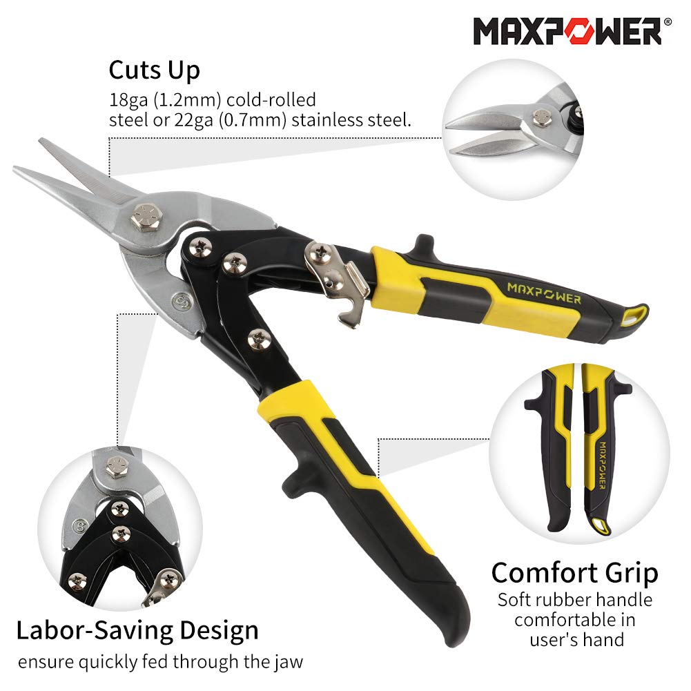 MaxPower Cisailles Tôle Aviation 225 mm Lot de 3