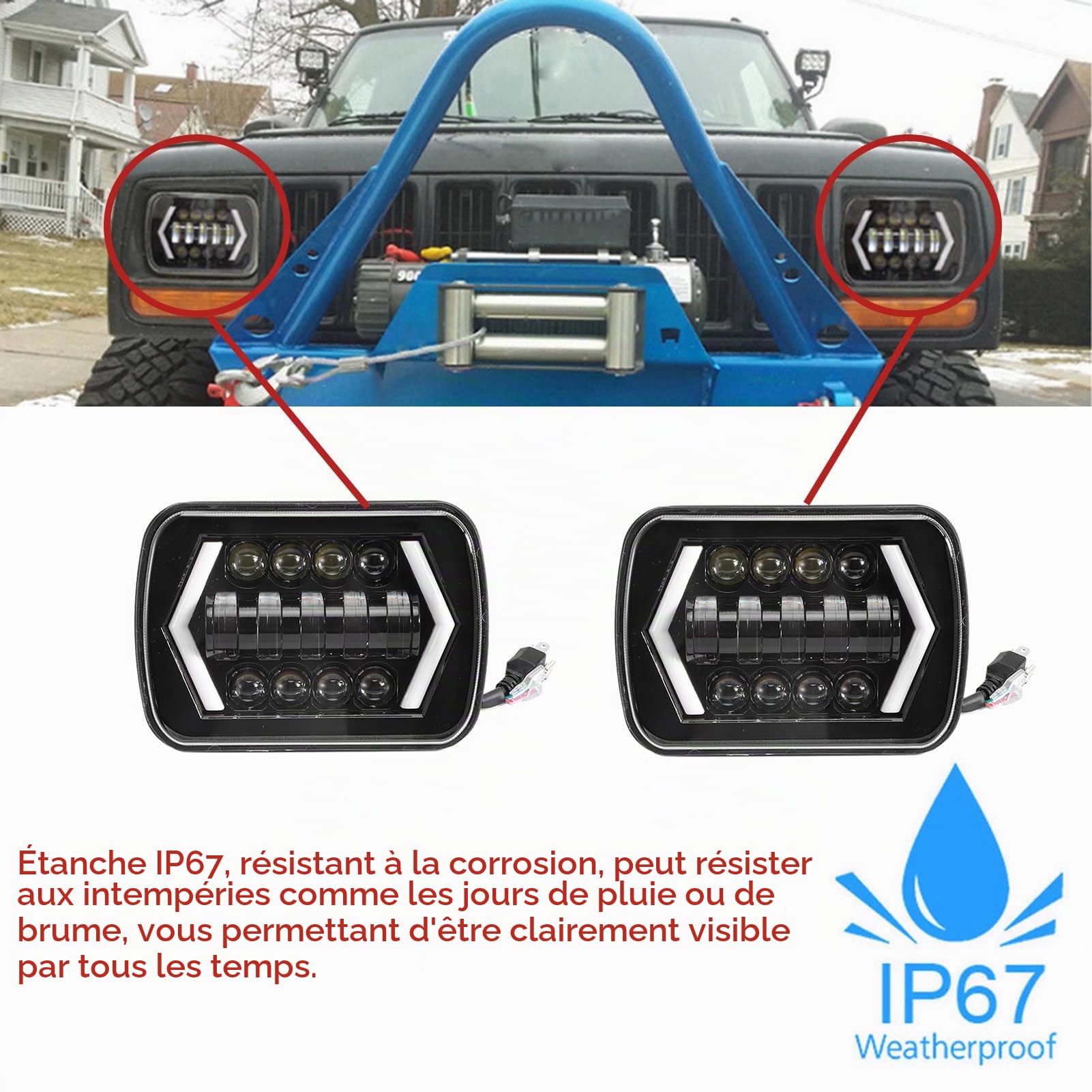 OUKENS Électronique automobile phare LED voiture 5x7 pouces lot 2 IP67