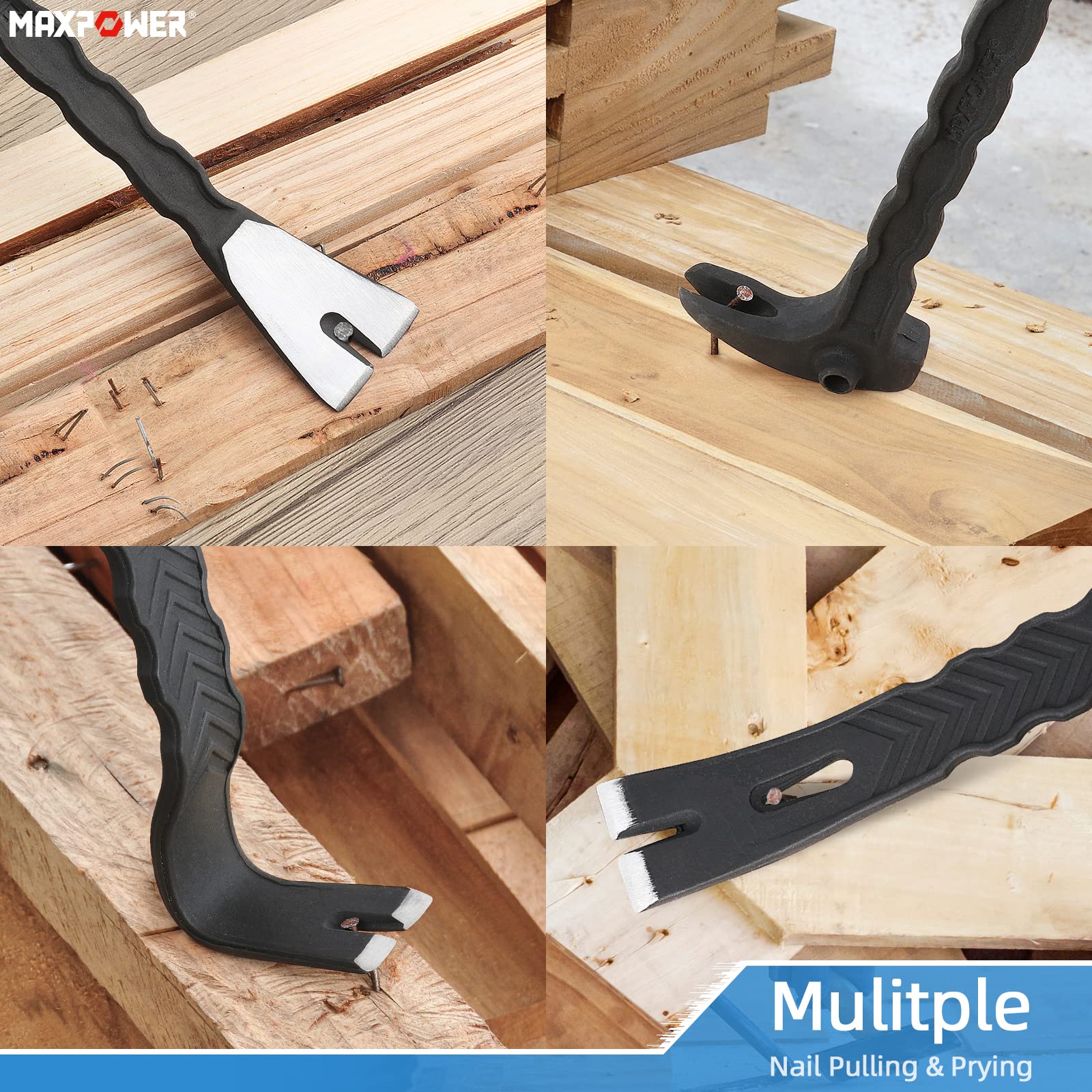 MaxPower Outils de frappe Pied de Biche Lot 2 Noir 300+380mm
