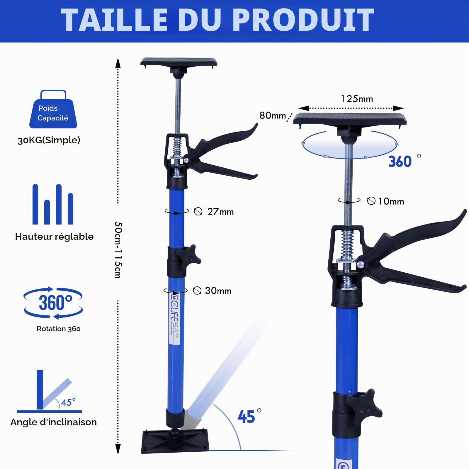 CCLife DIY Tools lot 2 étais 50-115 cm 30 kg